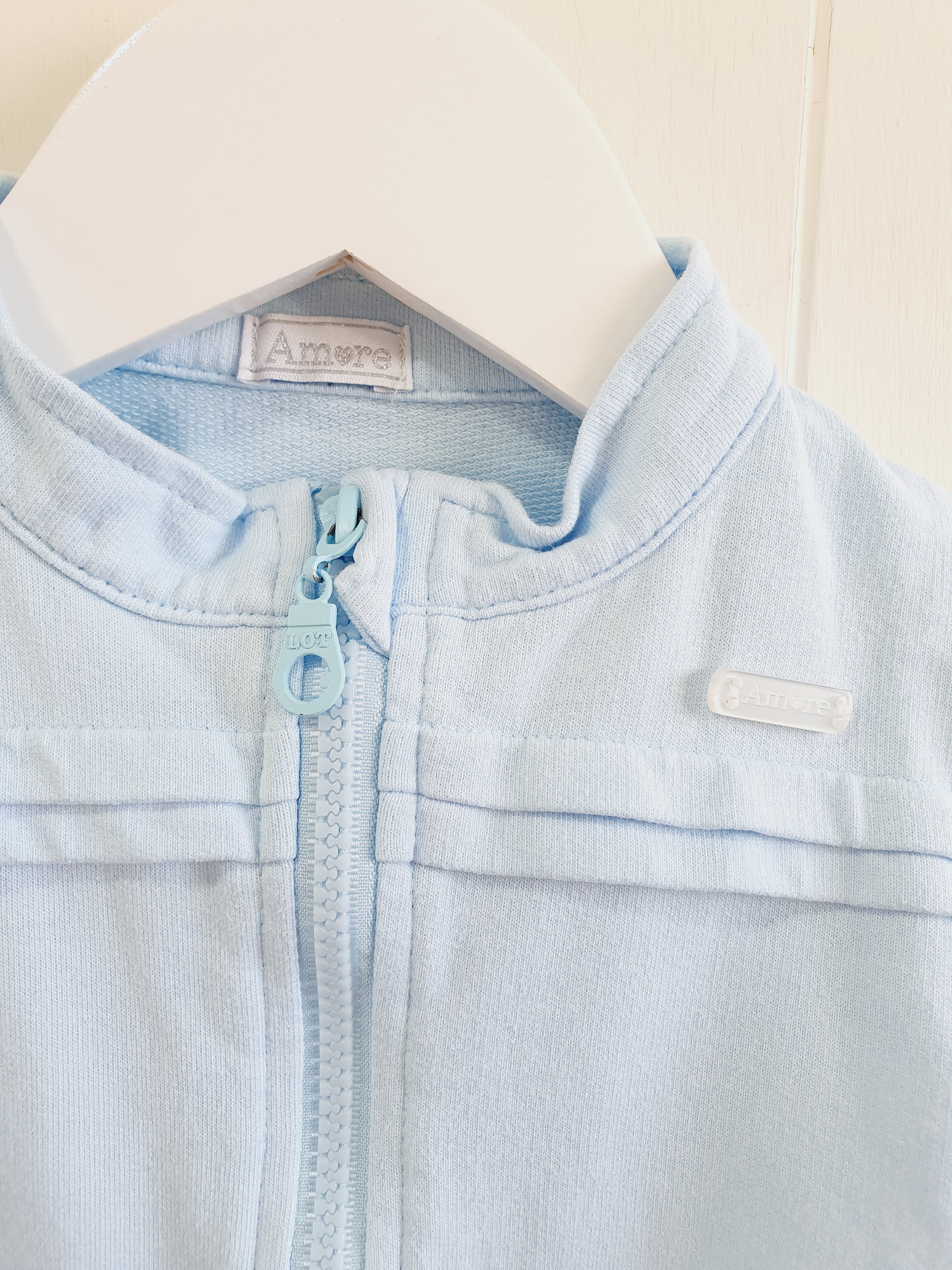 Amore light blue zip up jumper 9-12 months