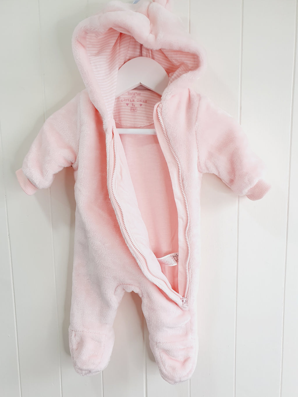 F&F pink hooded pramsuit Up to 1 month