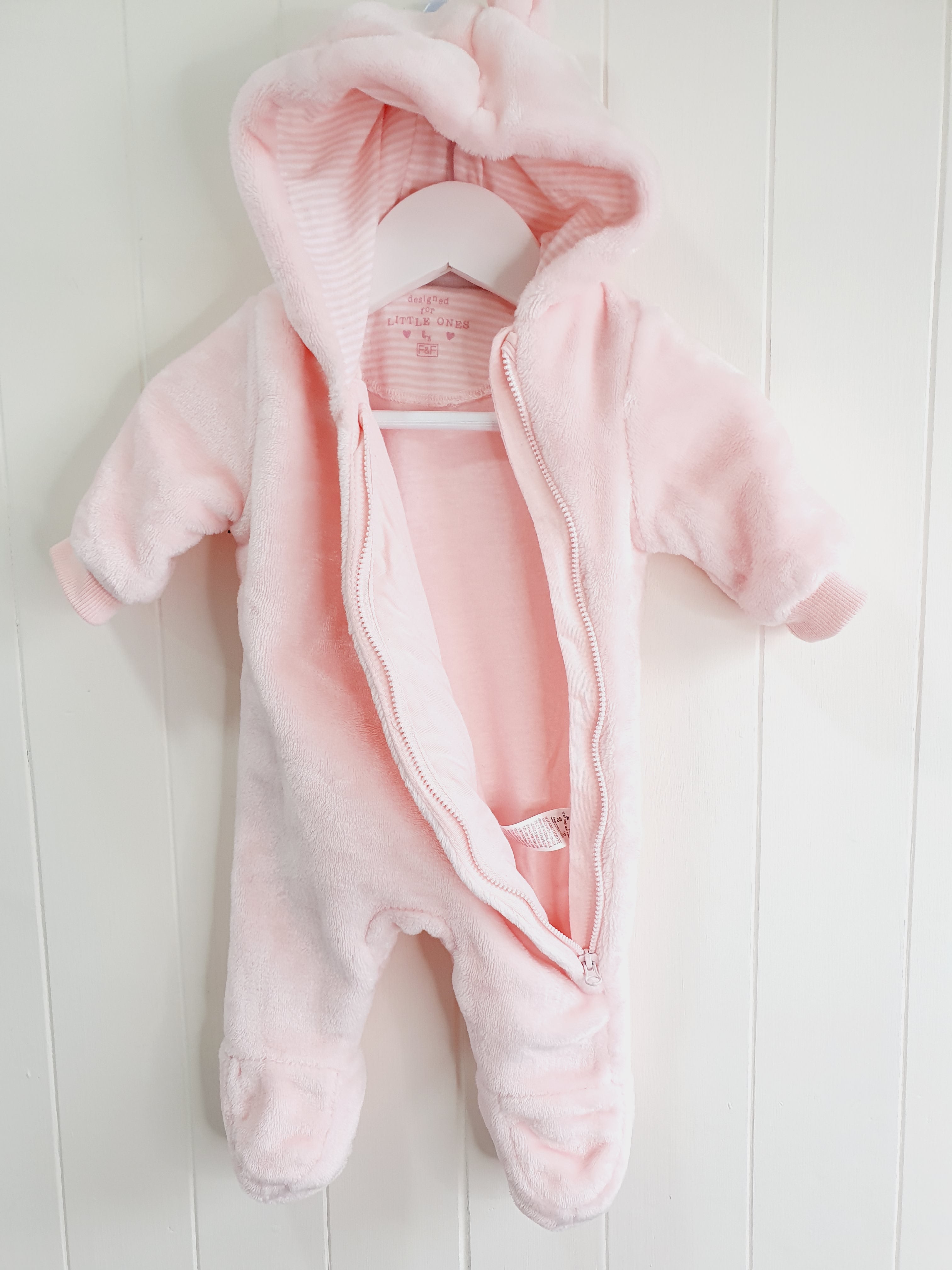 F&F pink hooded pramsuit Up to 1 month