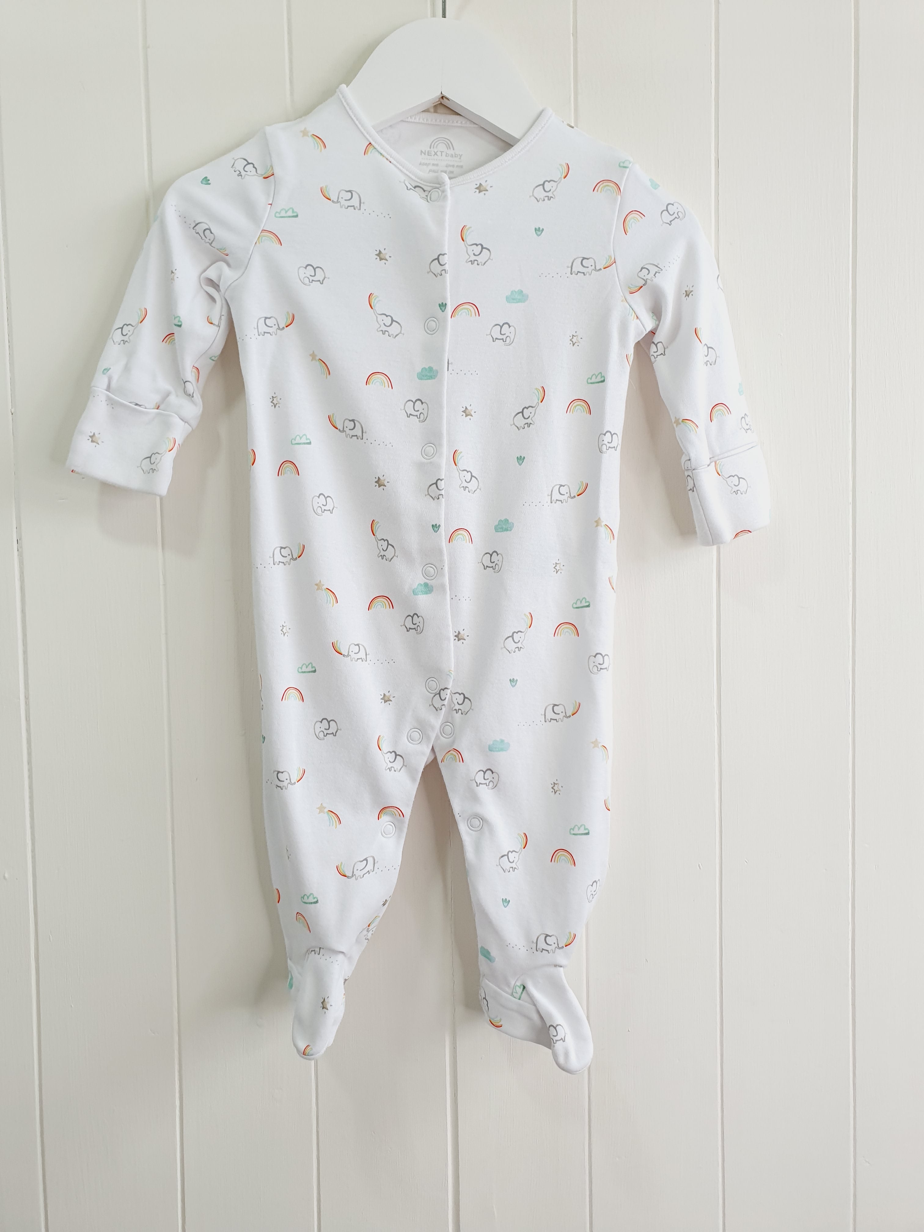 Next rainbows and elephants print sleepsuits 3-6 months