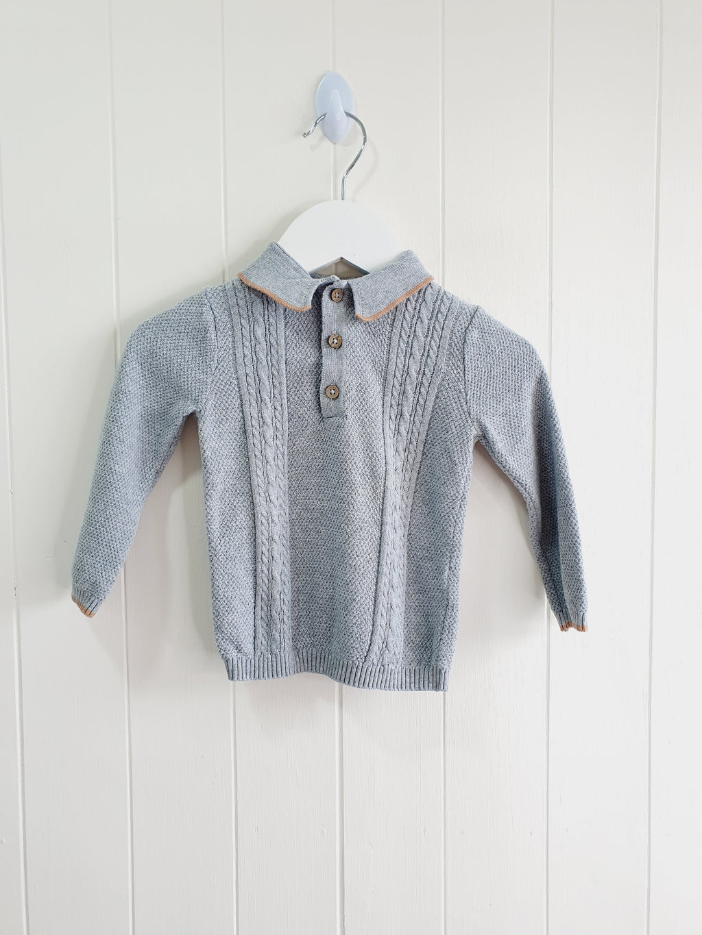 TU grey polo style knit jumper 9-12 months