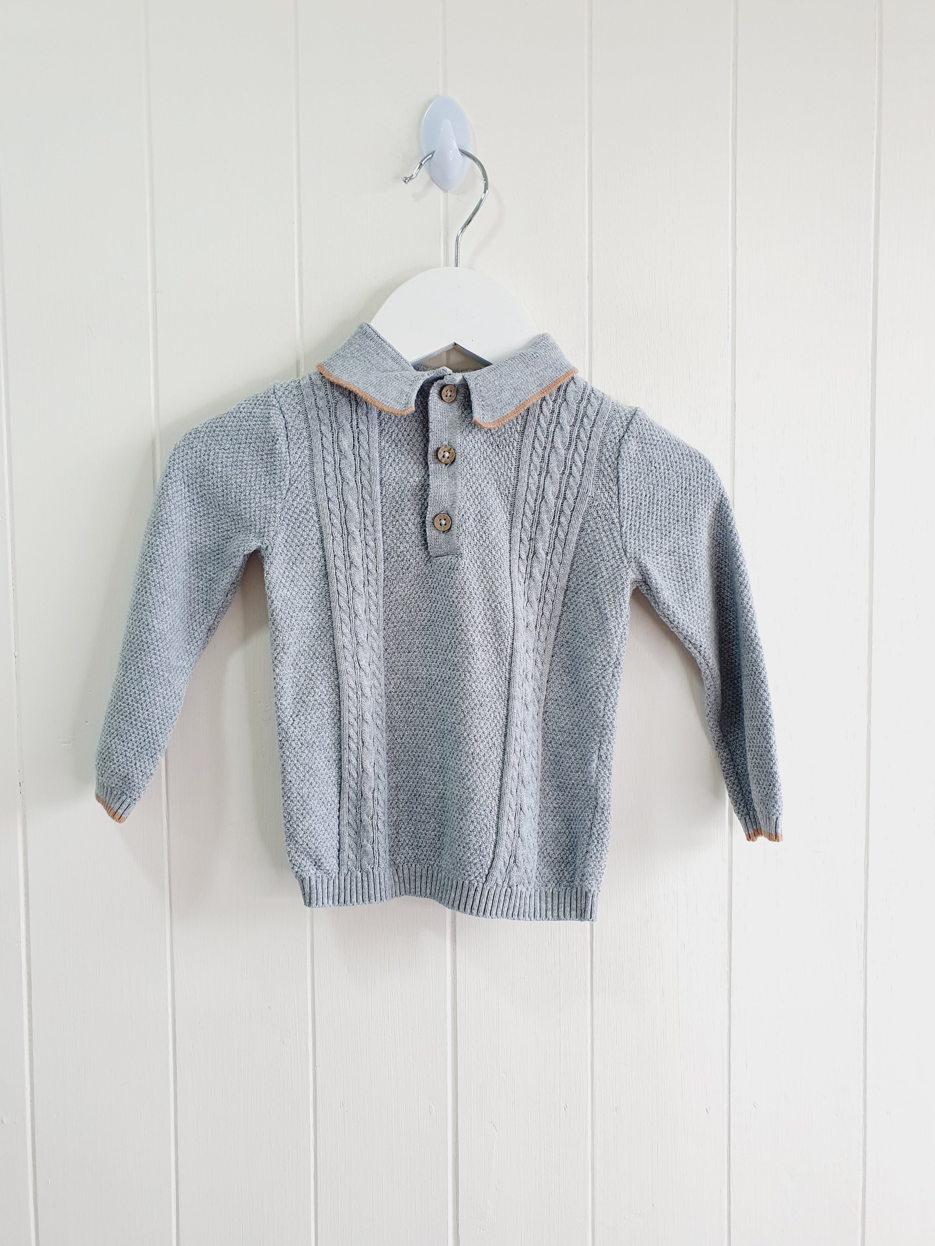 TU grey polo style knit jumper 9-12 months