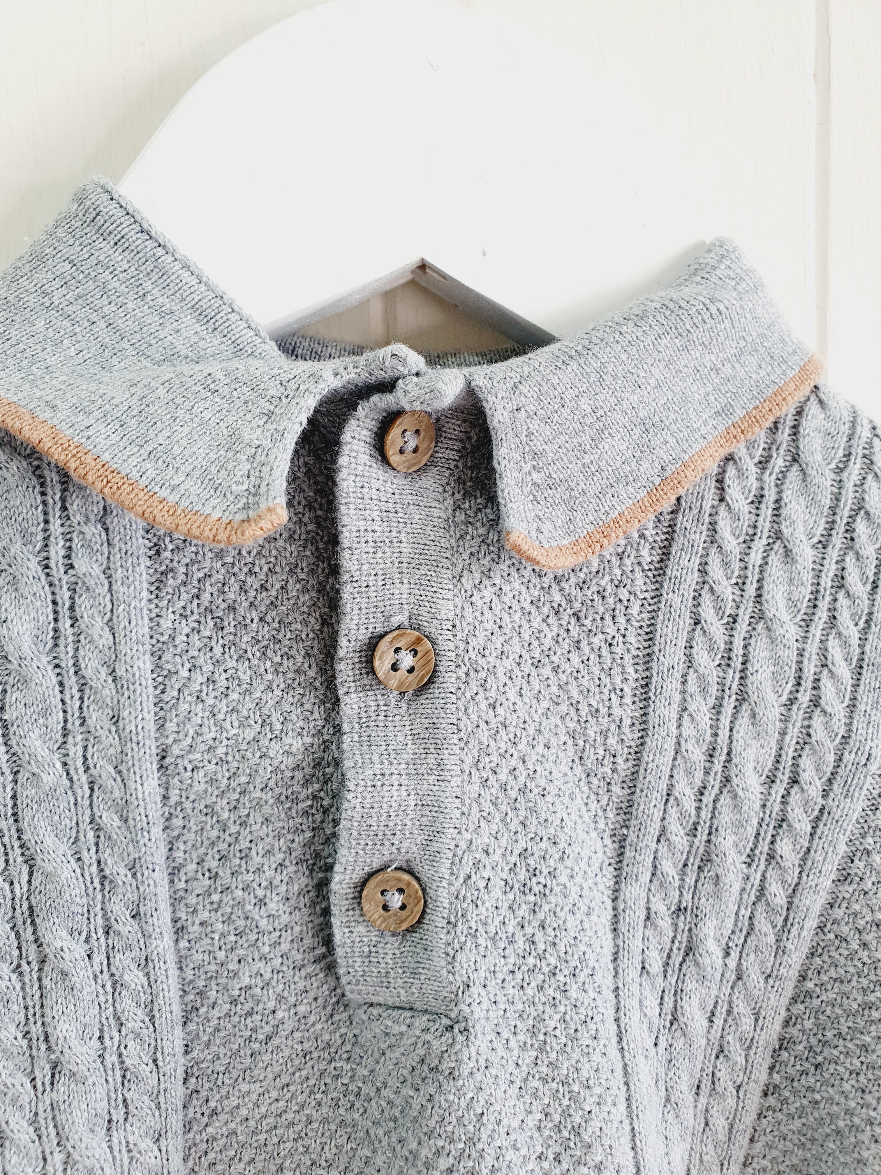 TU grey polo style knit jumper 9-12 months