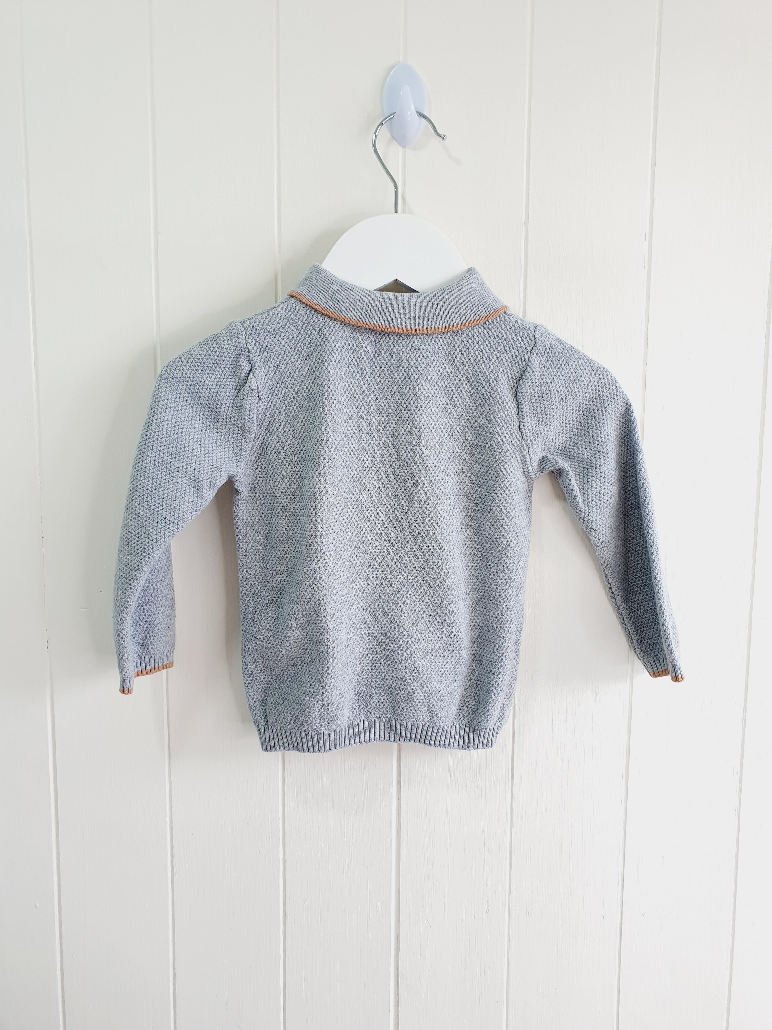 TU grey polo style knit jumper 9-12 months