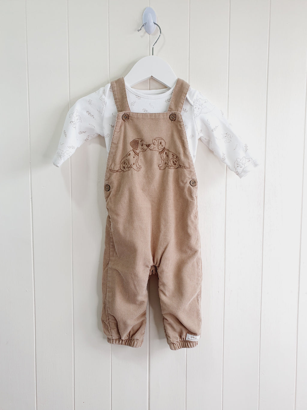 Mothercare Dalmatians dungarees and bodysuit set  6-9 months