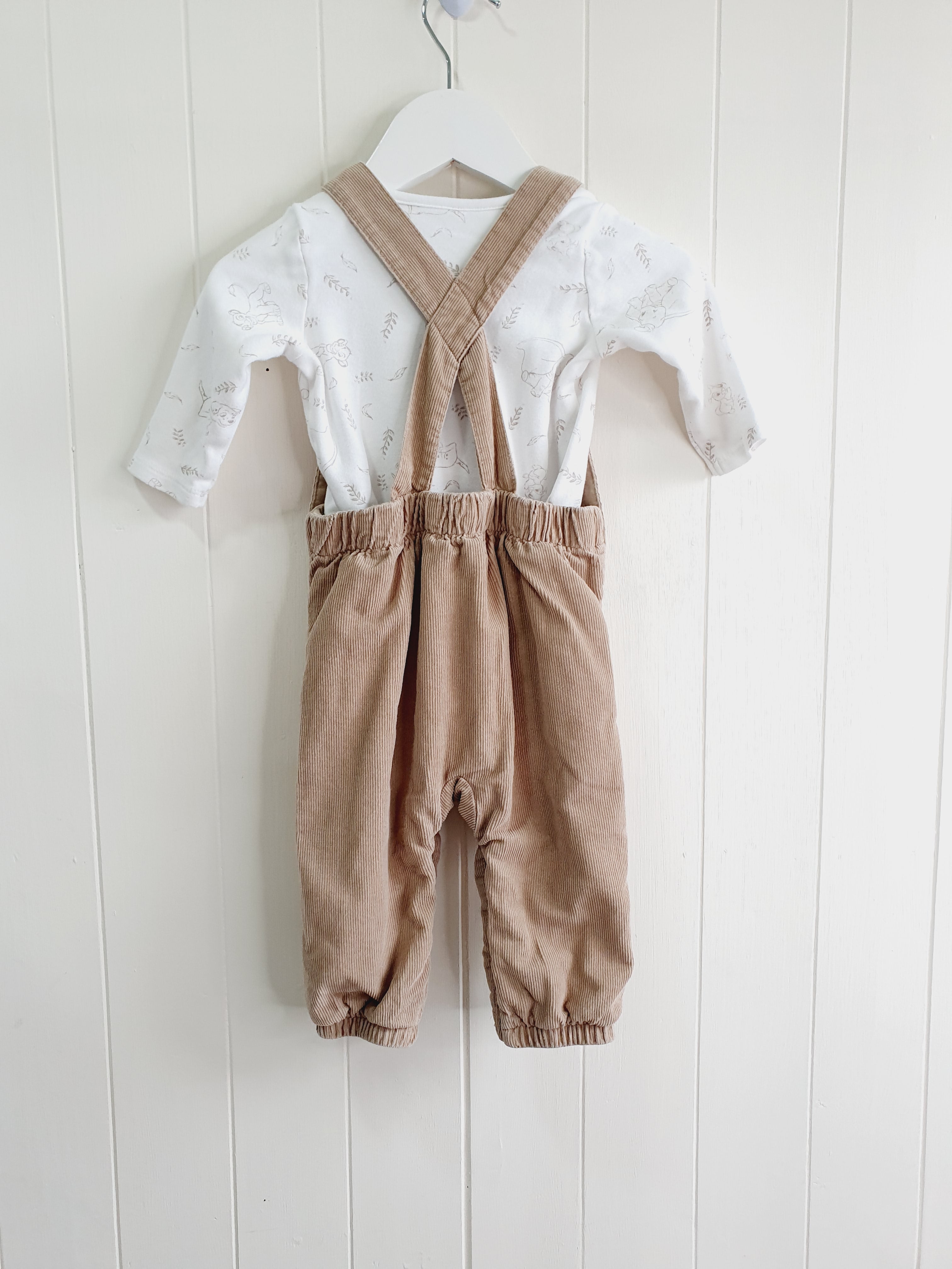 Mothercare Dalmatians dungarees and bodysuit set  6-9 months