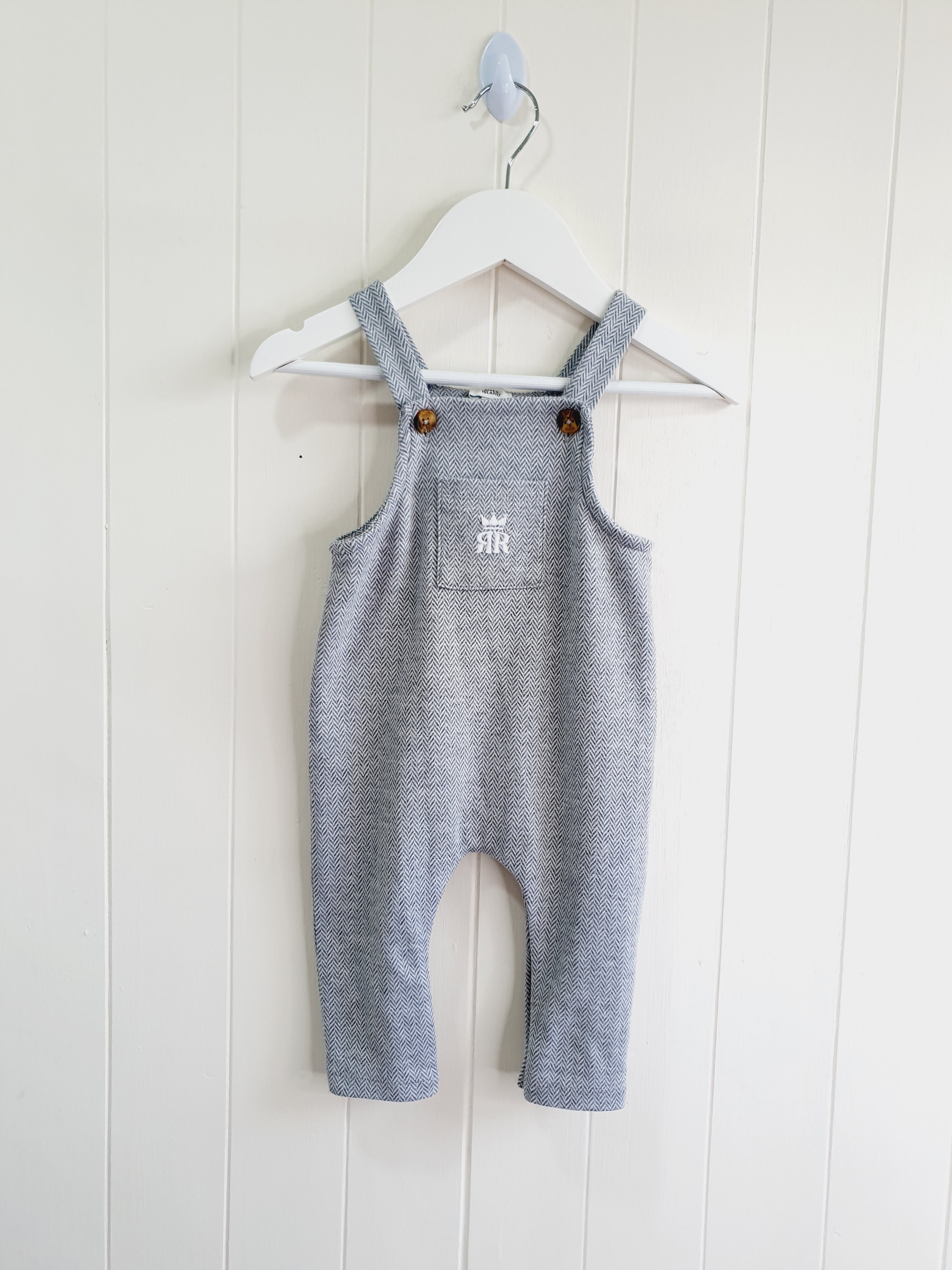 River Island grey dungarees 6-9 months