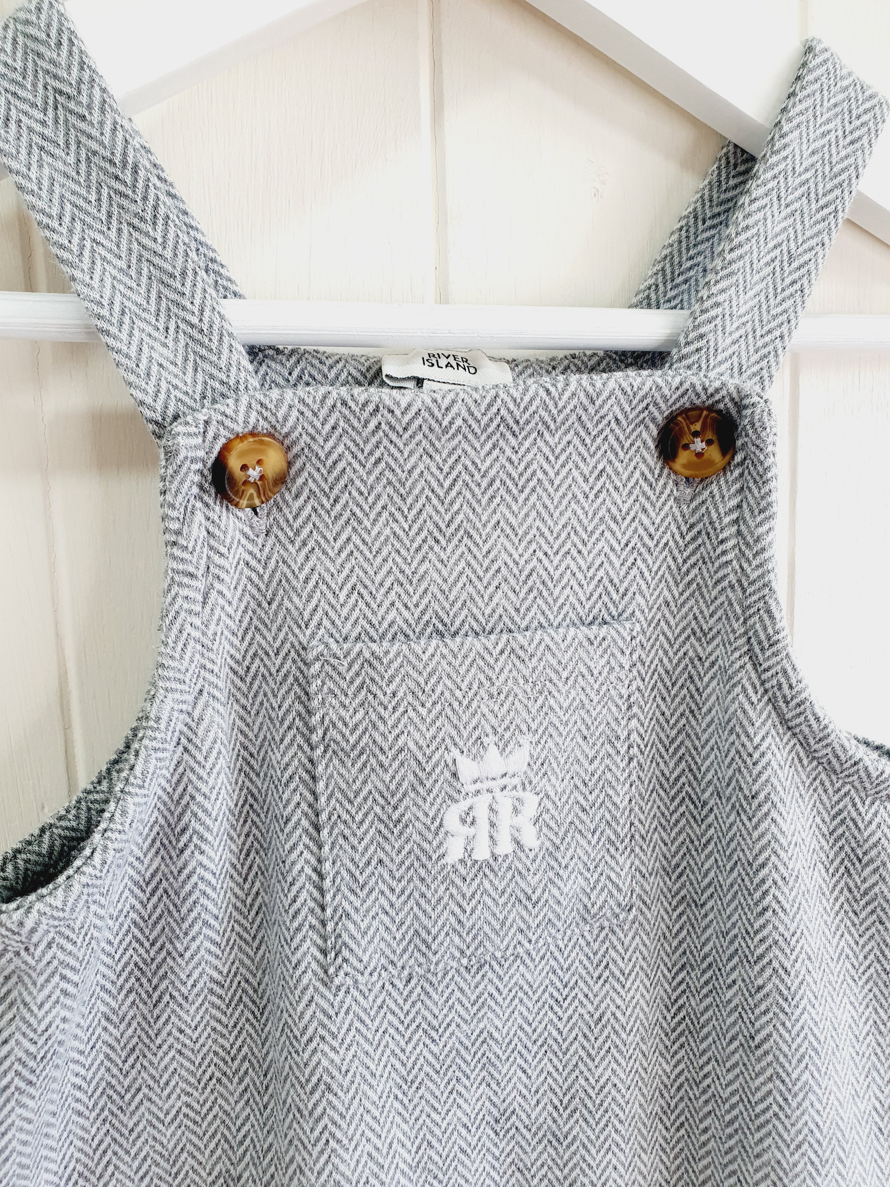 River Island grey dungarees 6-9 months