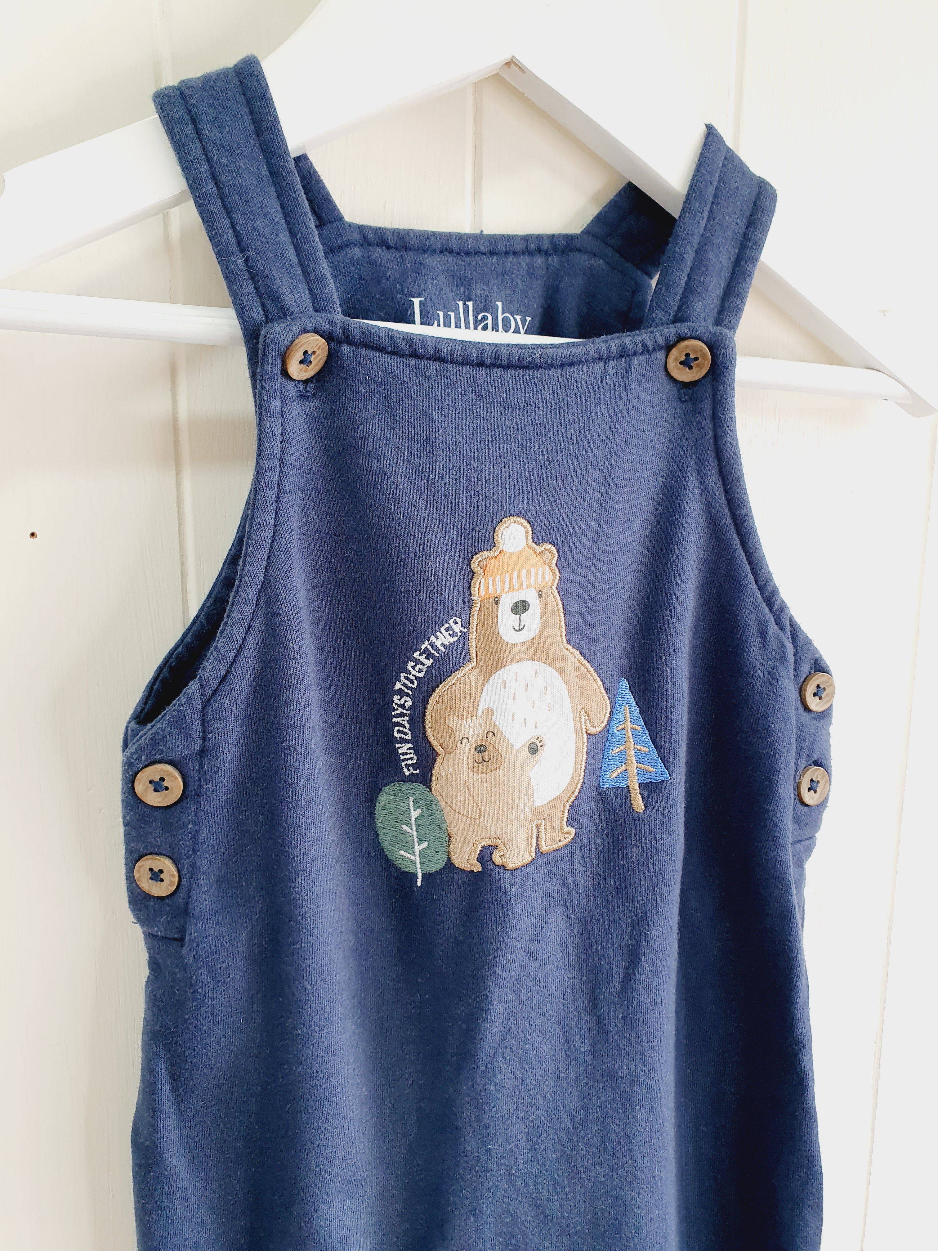 Lullaby bear print dungarees 6-9 months