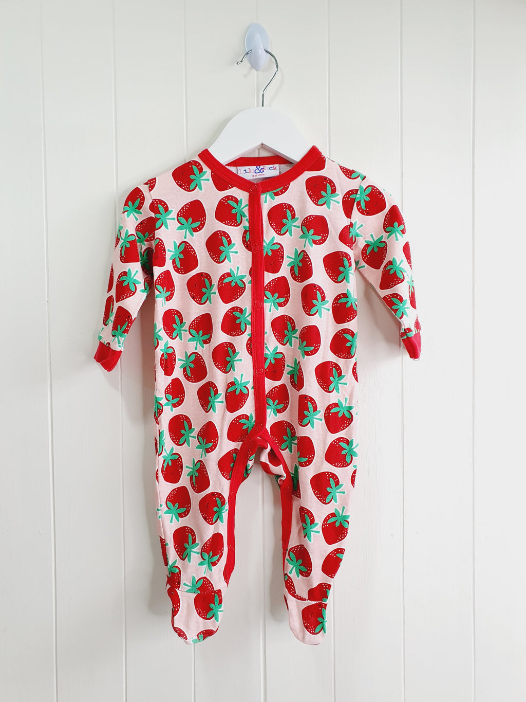 Lily&Jack strawberry print sleepsuit 3-6 months