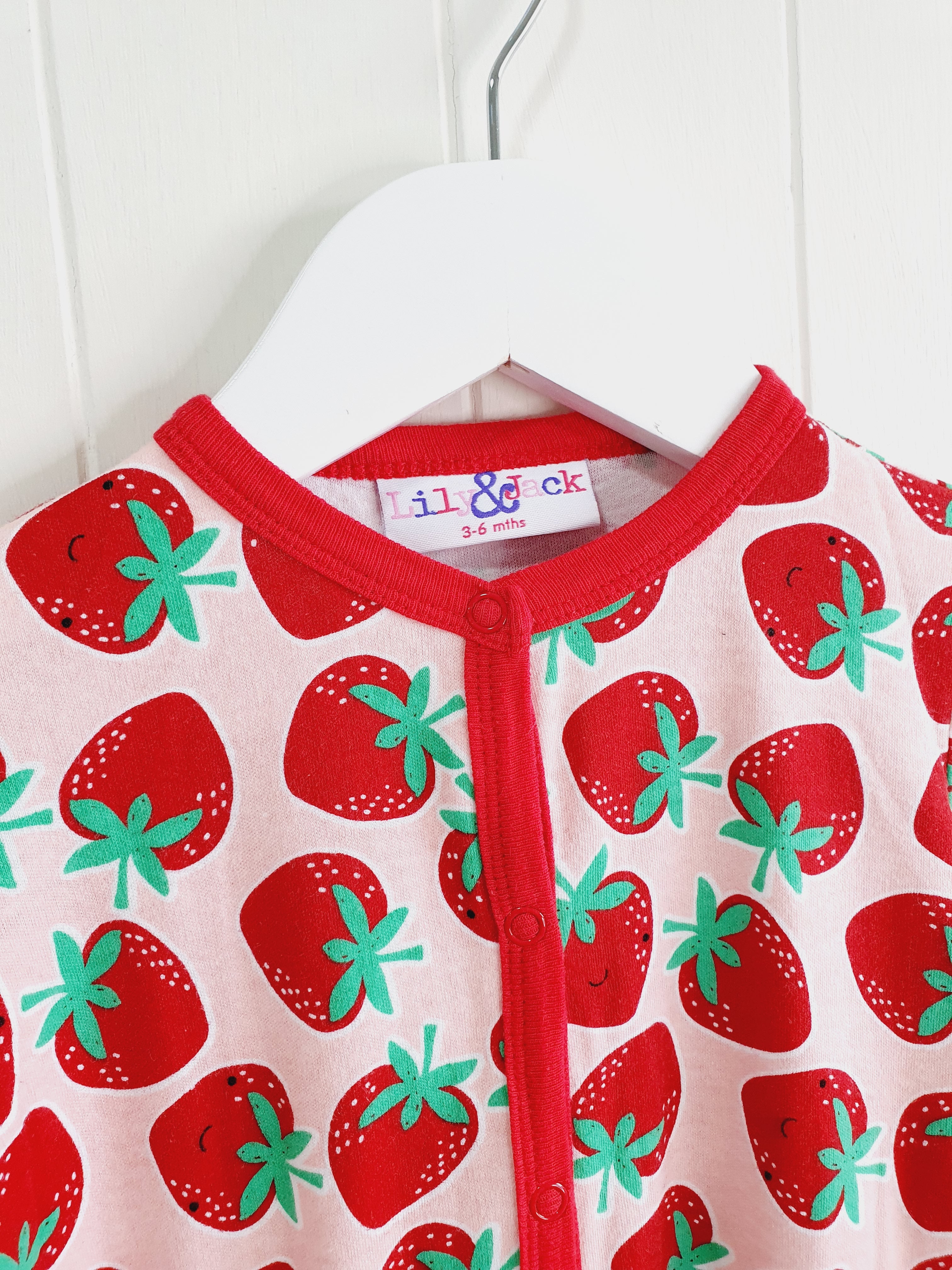 Lily&Jack strawberry print sleepsuit 3-6 months