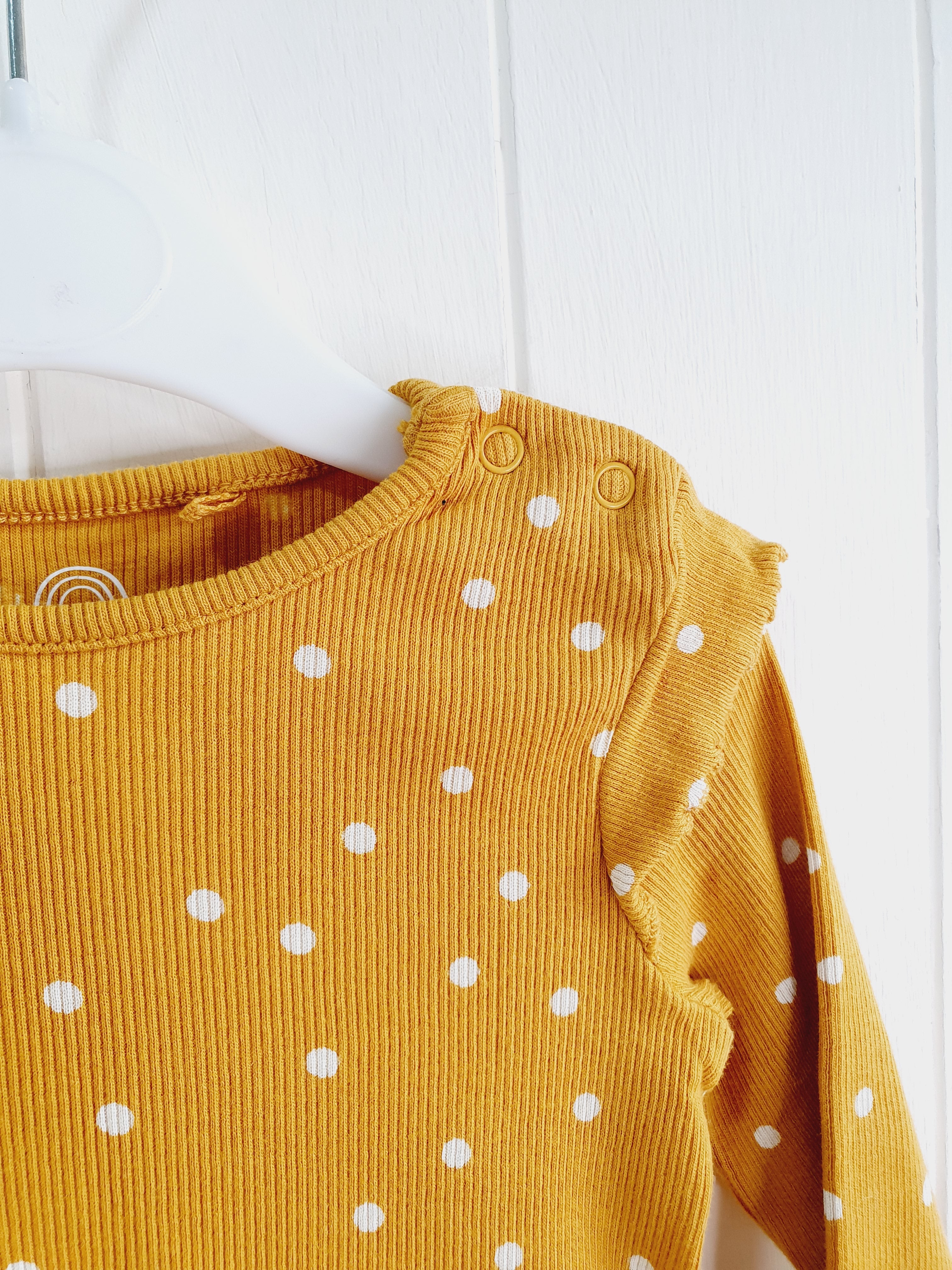 Next mustard polka dot leggings and top set 3-6 months