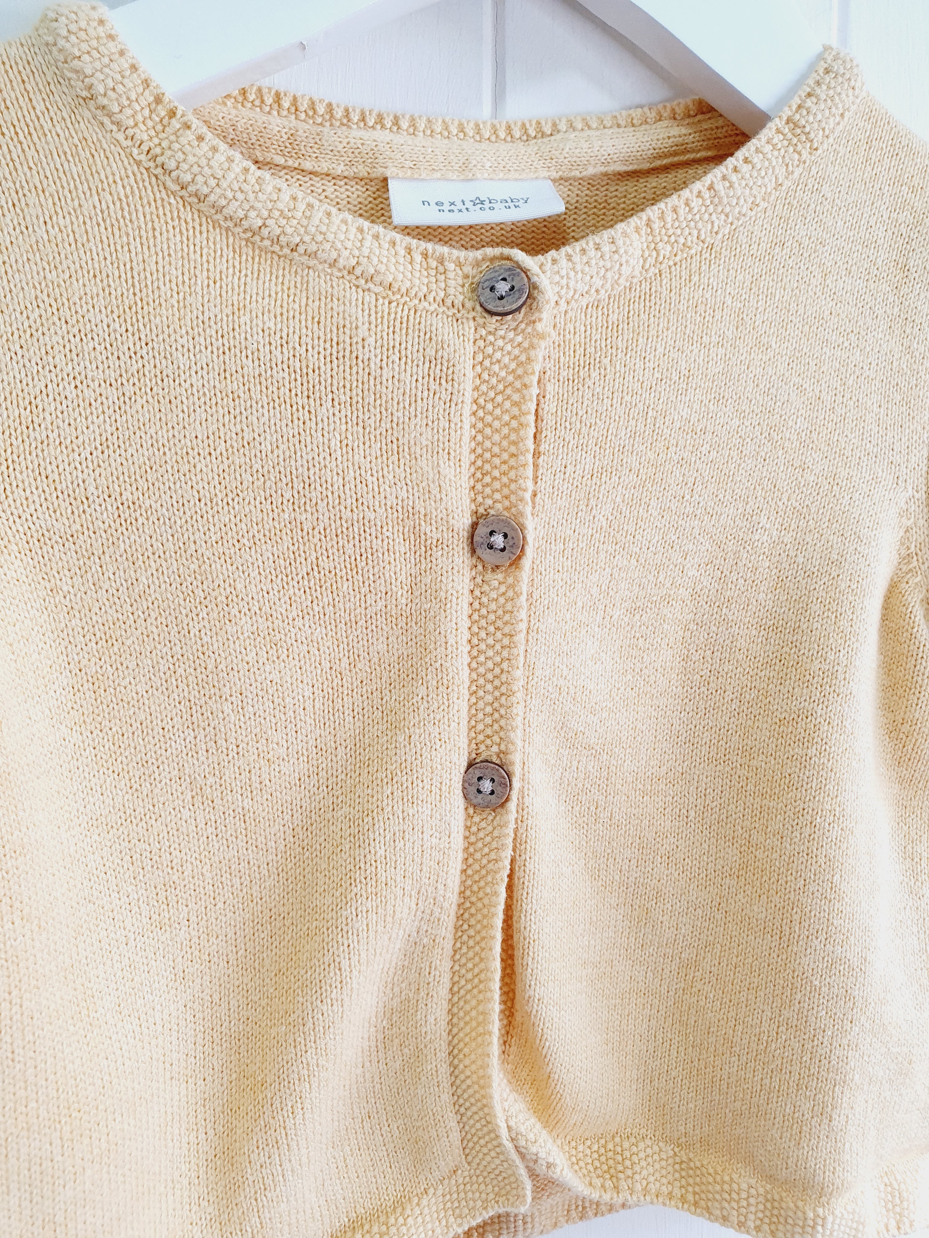 Next yellow 3 button cardigan 9-12 months