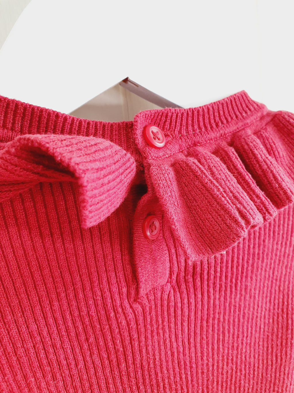 Next red knit top with frill collar 9-12 months