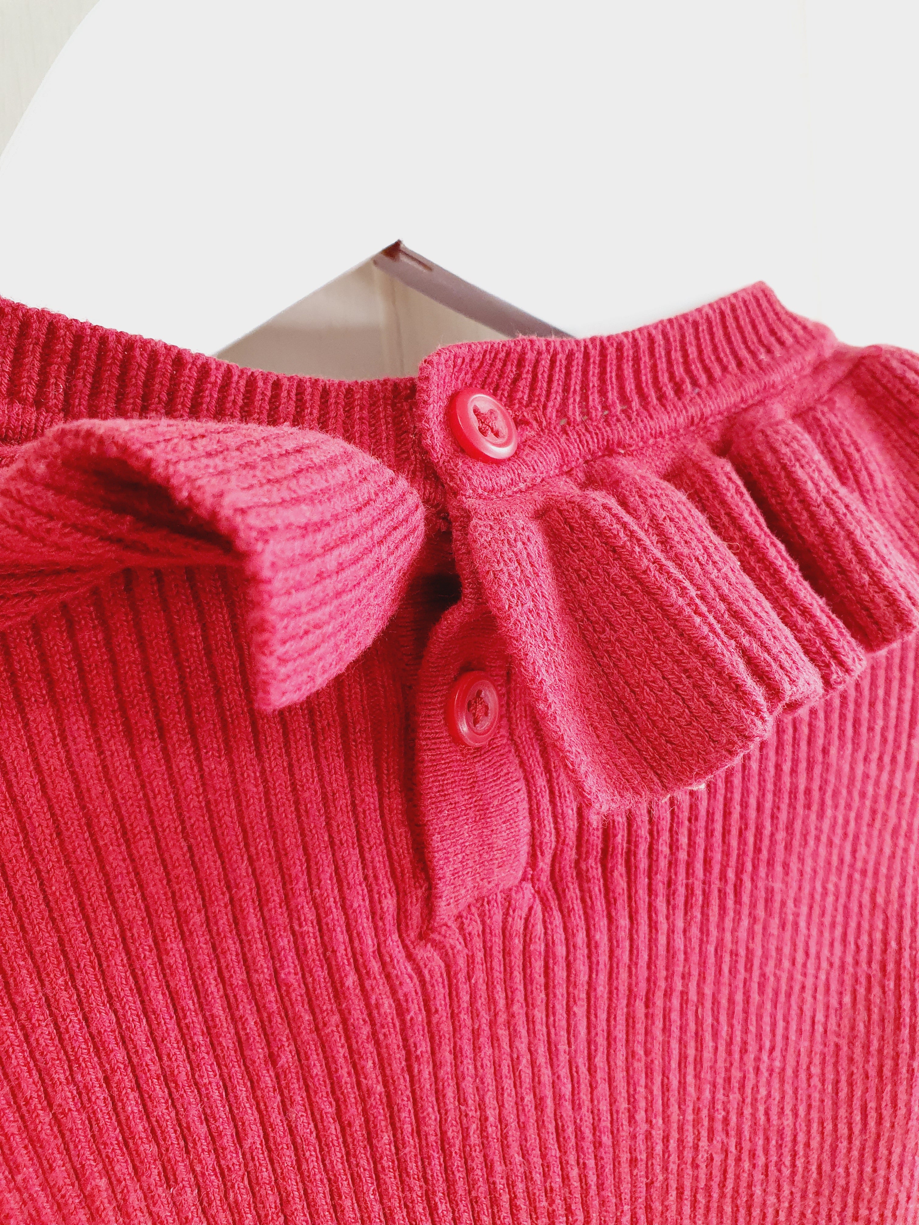 Next red knit top with frill collar 9-12 months