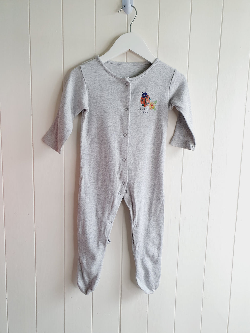 Mothercare grey sleepsuit ladybird print 6-9 months