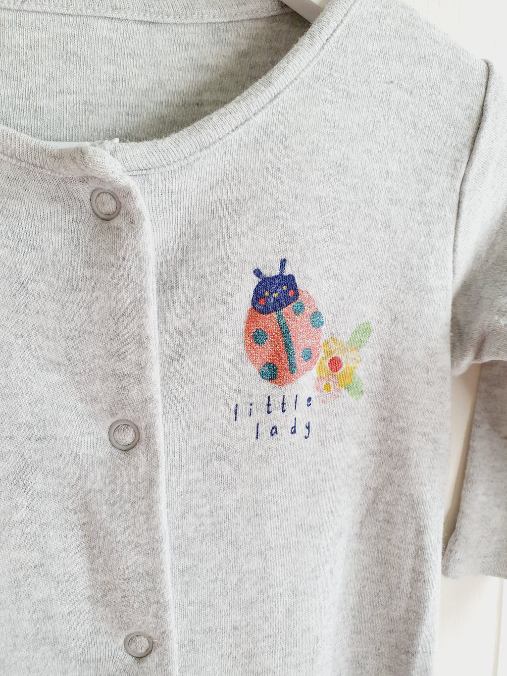 Mothercare grey sleepsuit ladybird print 6-9 months