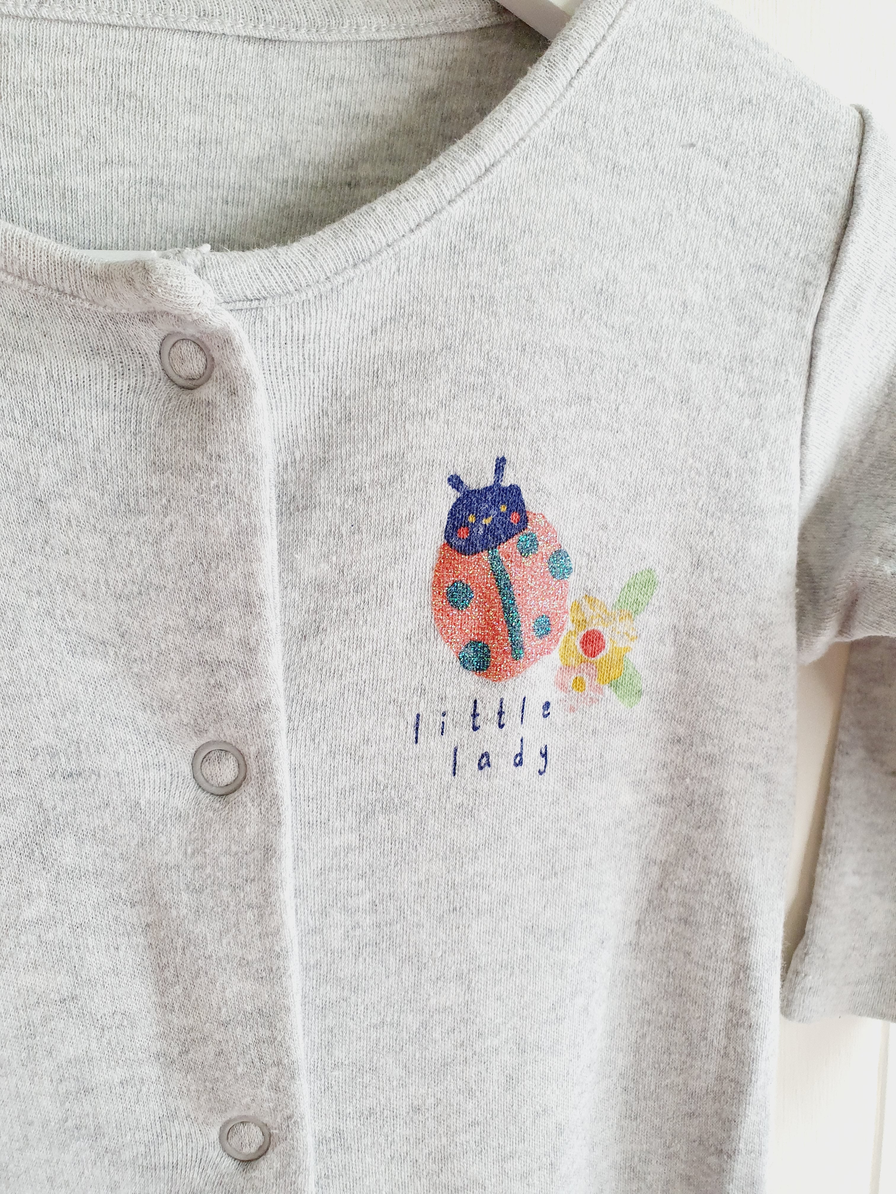 Mothercare grey sleepsuit ladybird print 6-9 months