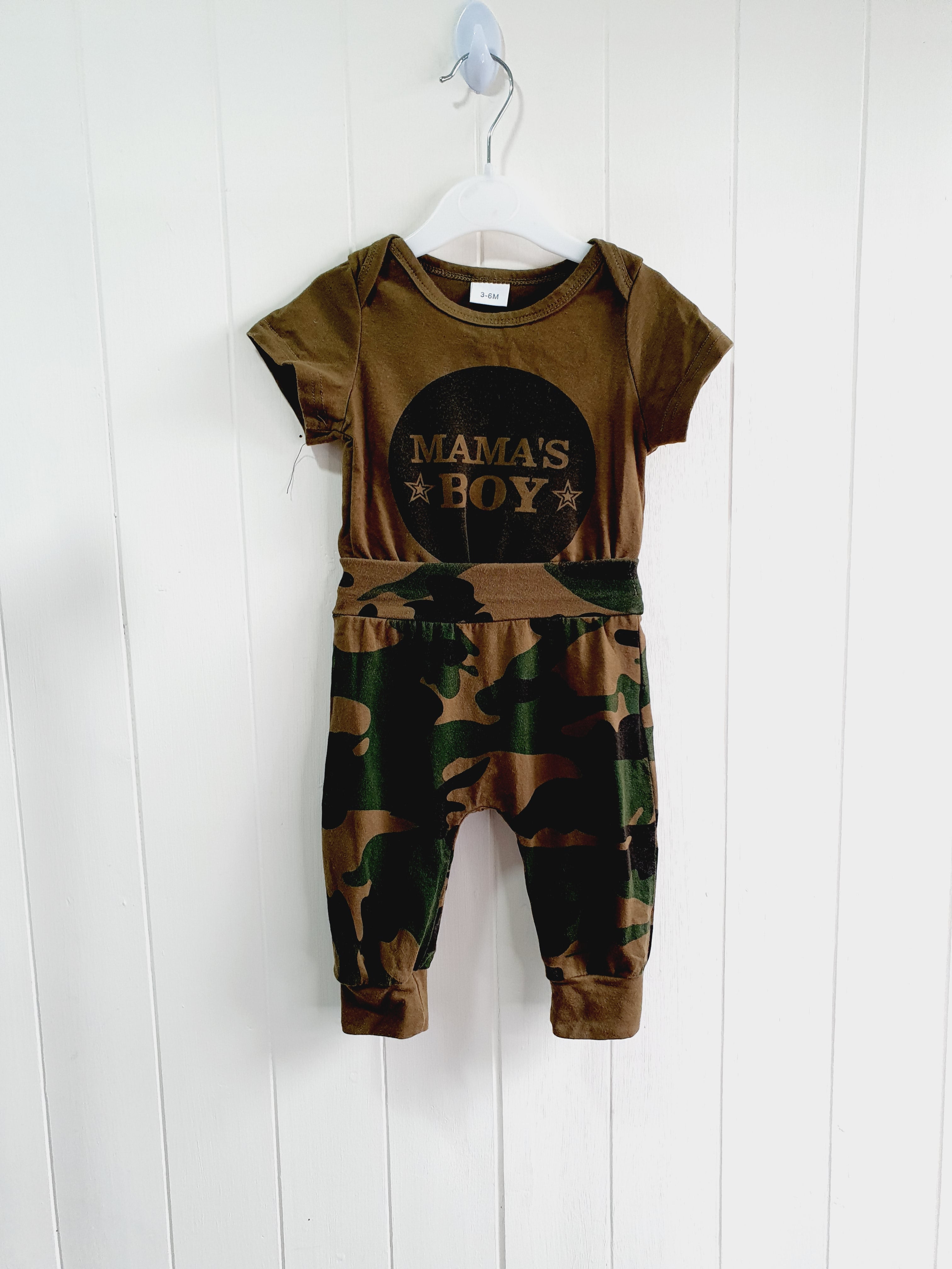 Unbranded Mama's boy camouflage joggers and bodysuit set 3-6 months