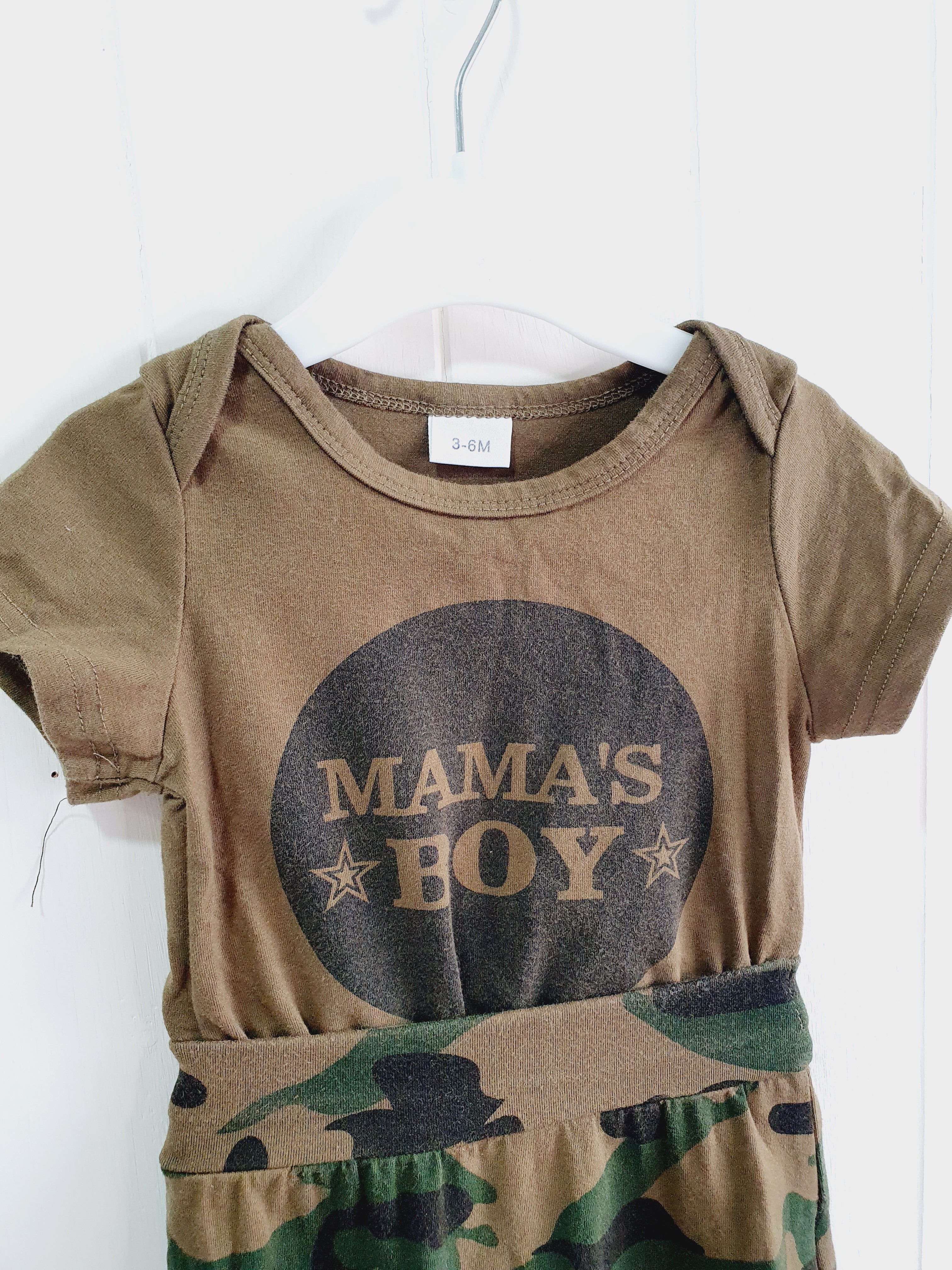 Unbranded Mama's boy camouflage joggers and bodysuit set 3-6 months