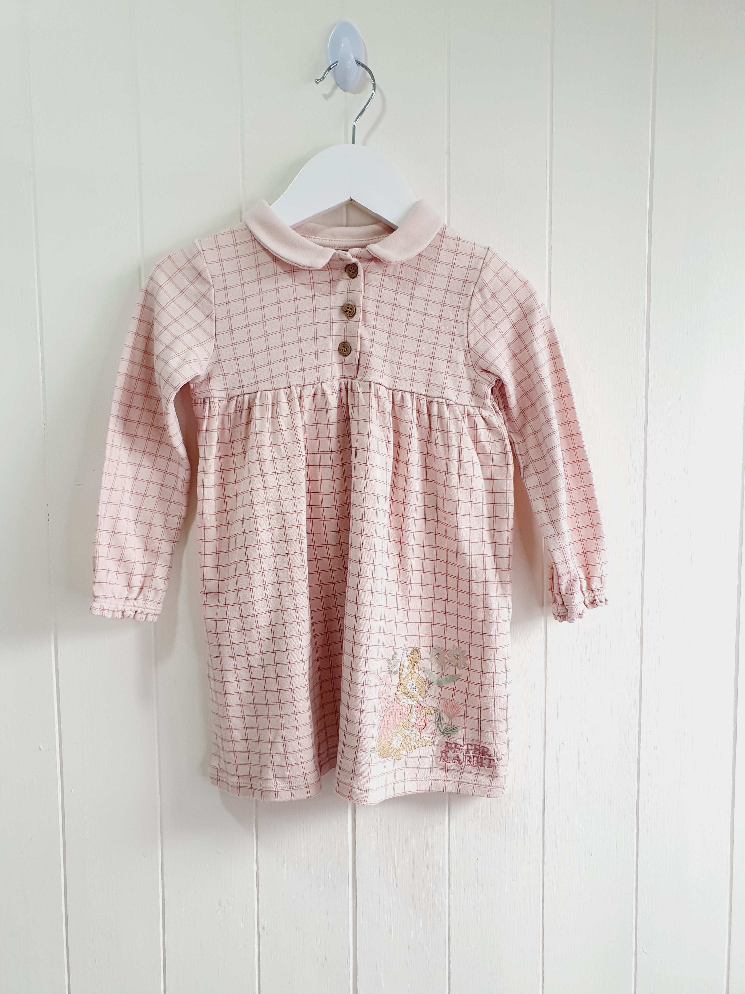 Peter Rabbit checkered long sleeve dress 18-24 months