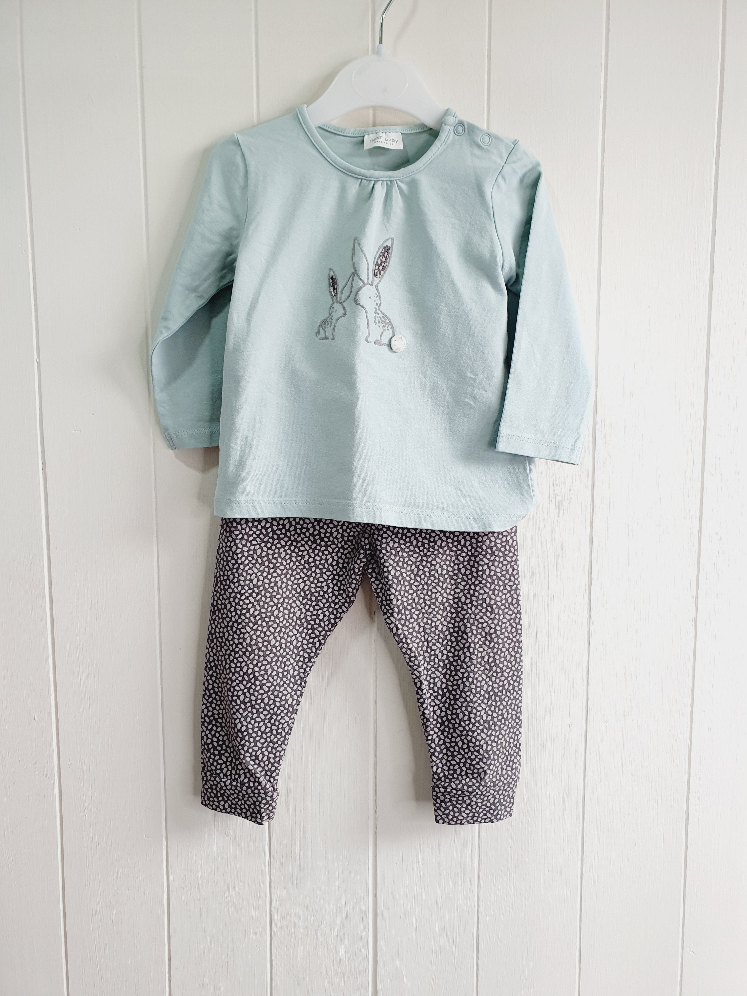 Next bunny print leggings and long sleeve top set 6-9 months