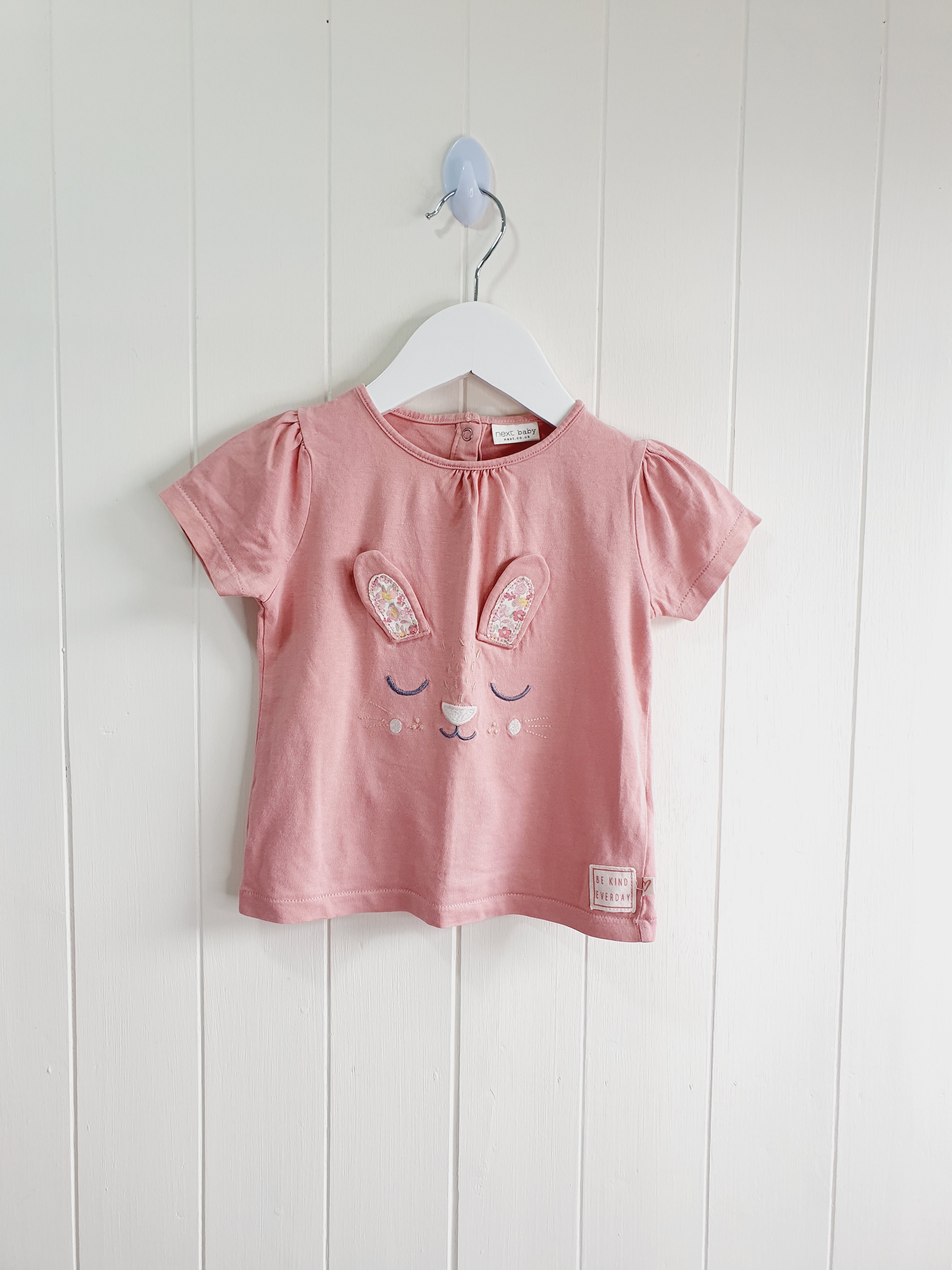 Next embroidered bunny face T-shirt 12-18 months