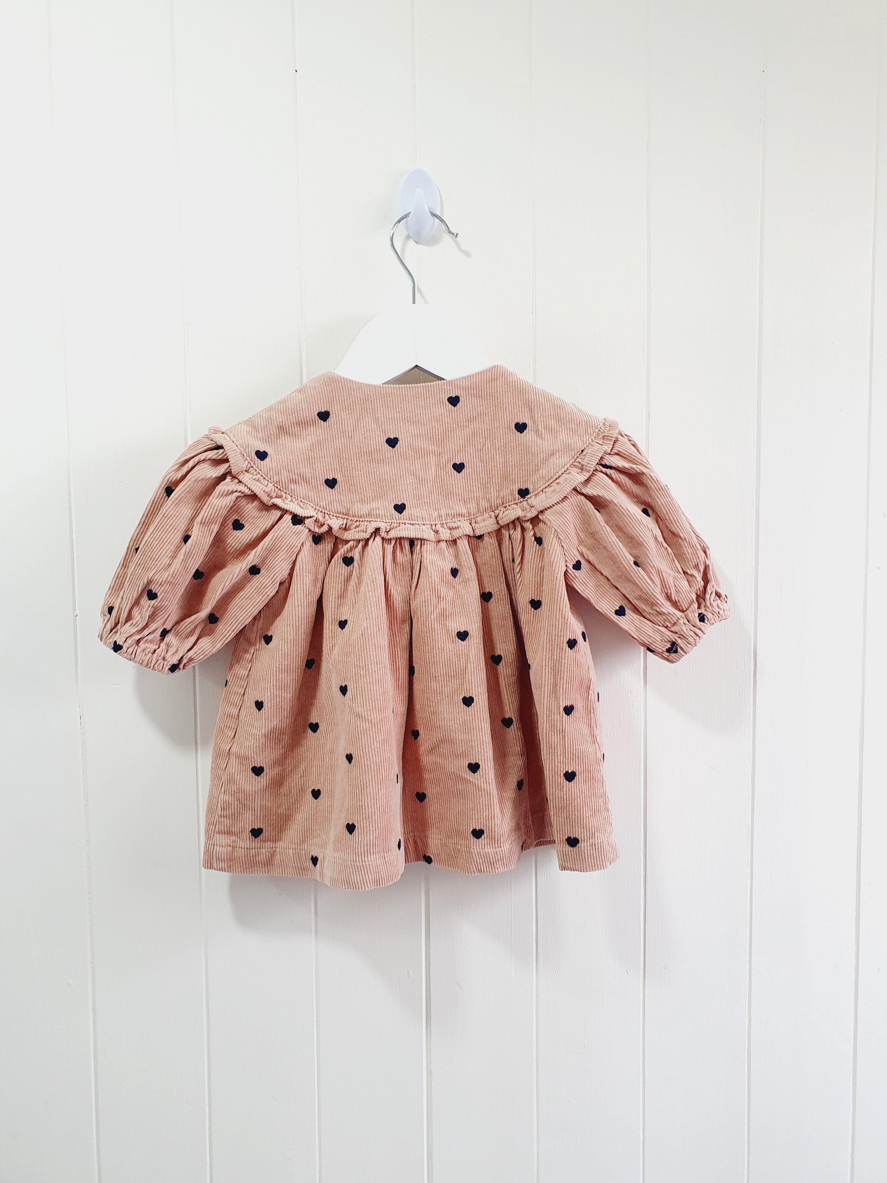 M&S polka dot corduroy dress 0-3 months