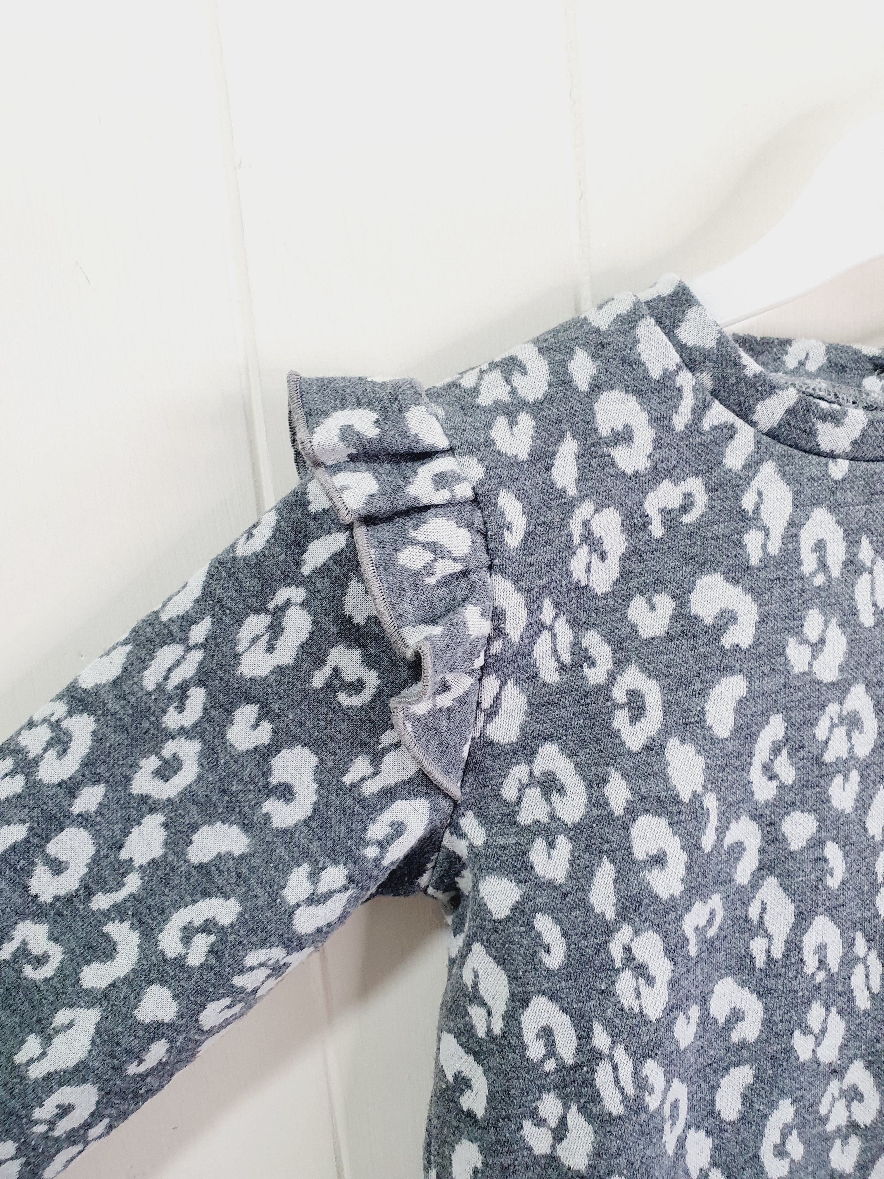 TU grey leopard print  jumper and trousers set 18-24 months