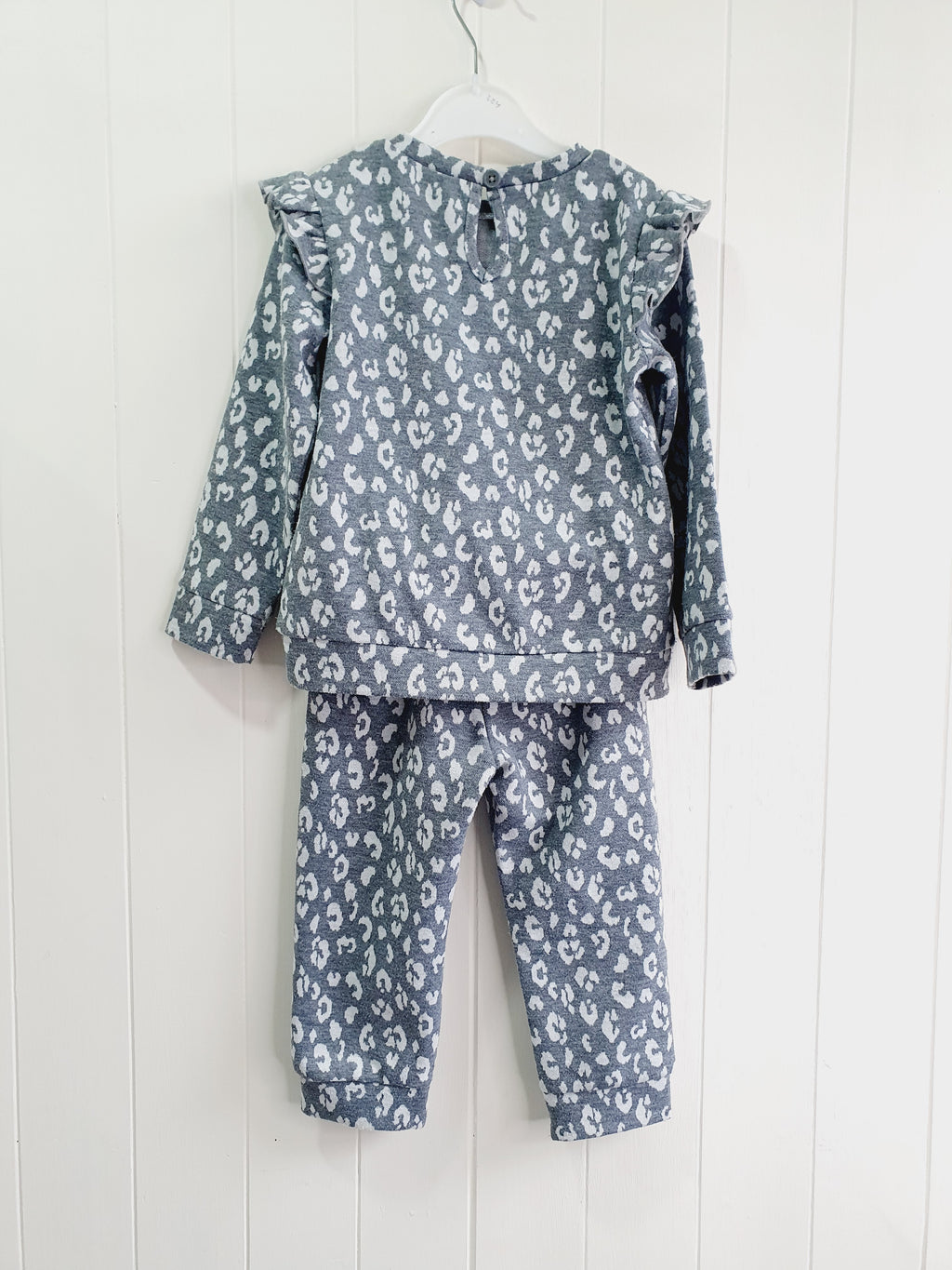 TU grey leopard print  jumper and trousers set 18-24 months