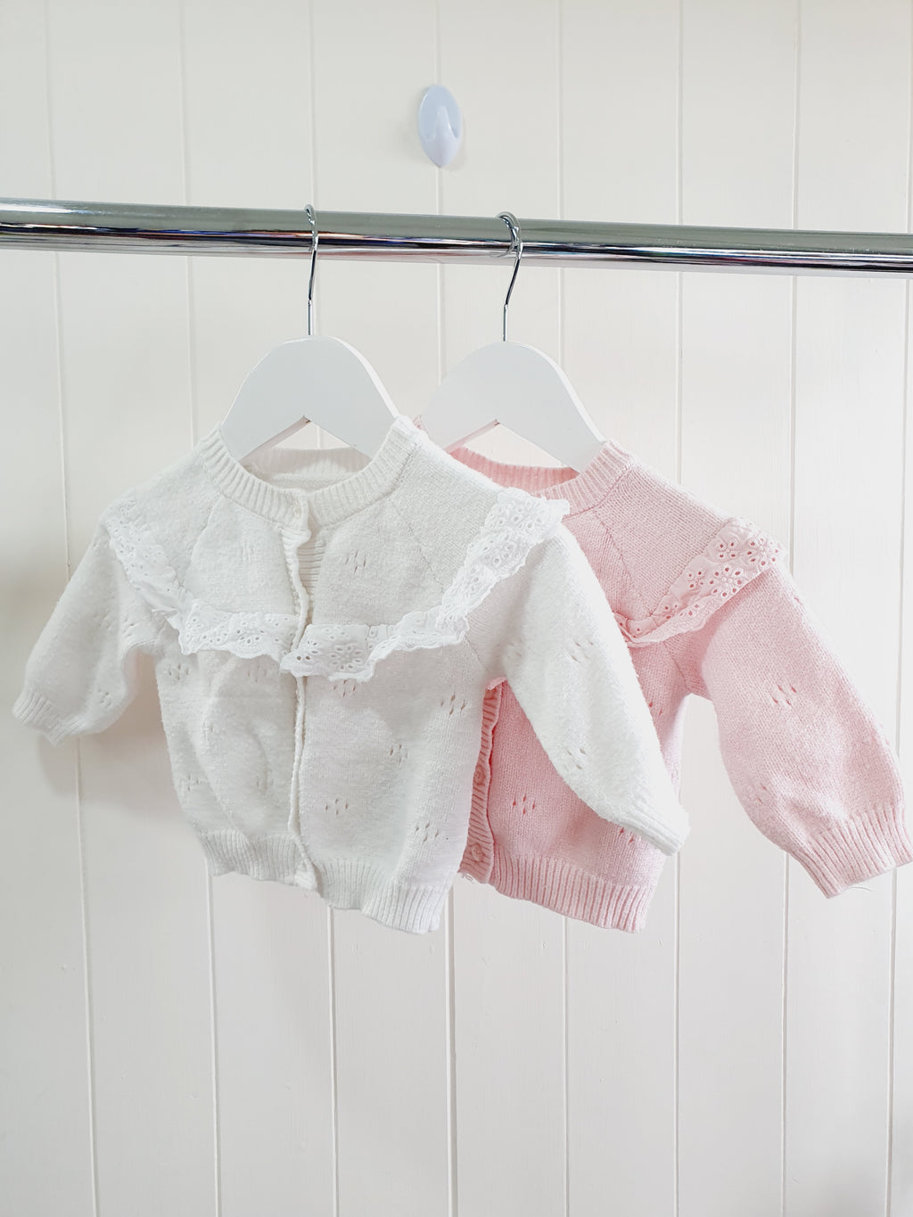 Matalan white and pink cardigans 0-3 months