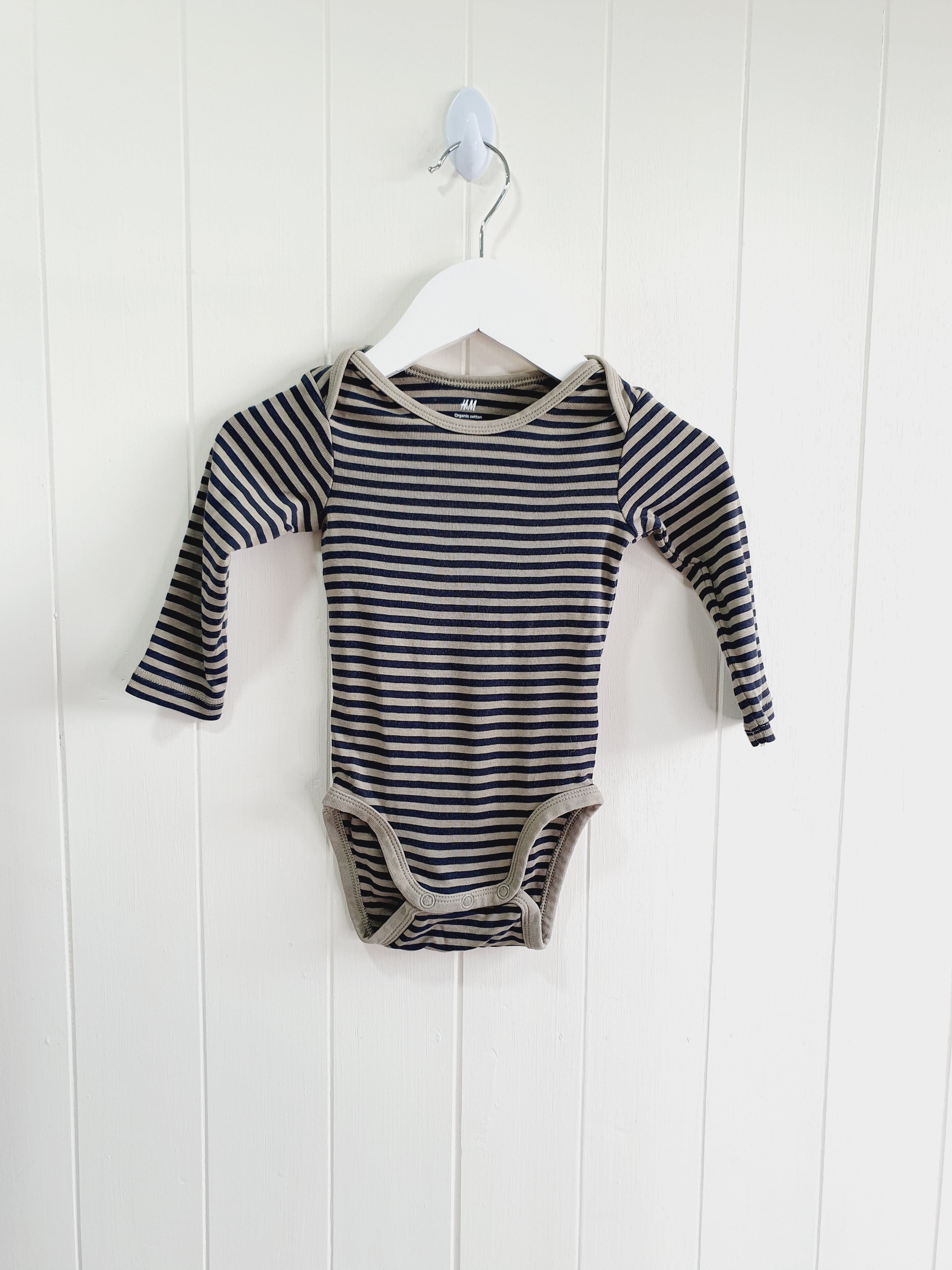 H&M stripy long sleeve bodysuit 4-6 months