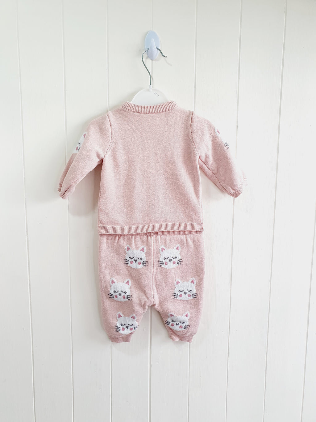 TU cat print knit cardigan and leggings set Up to 1 month