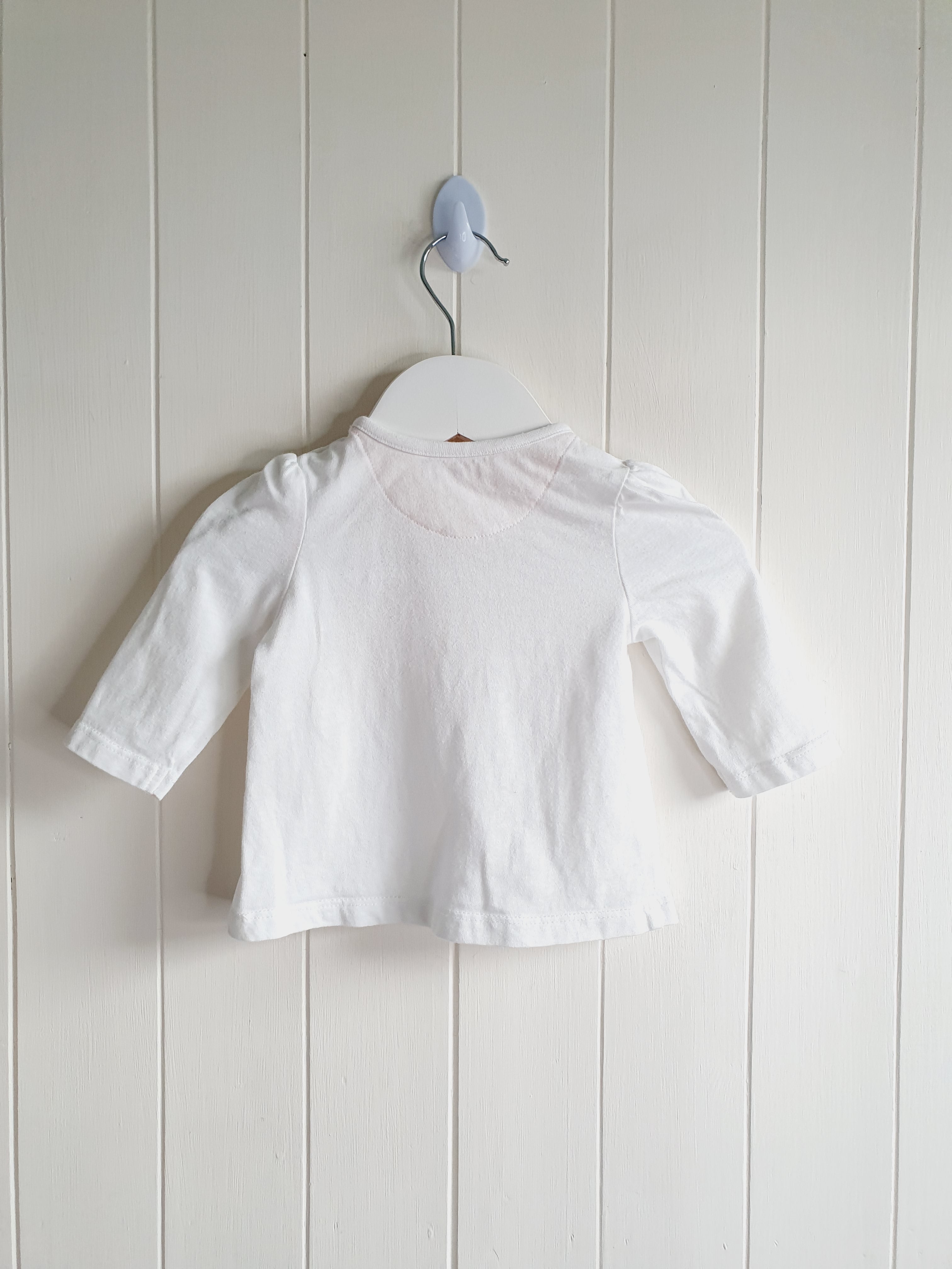 Nutmeg I'm little cutie white long sleeve top 0-3 months