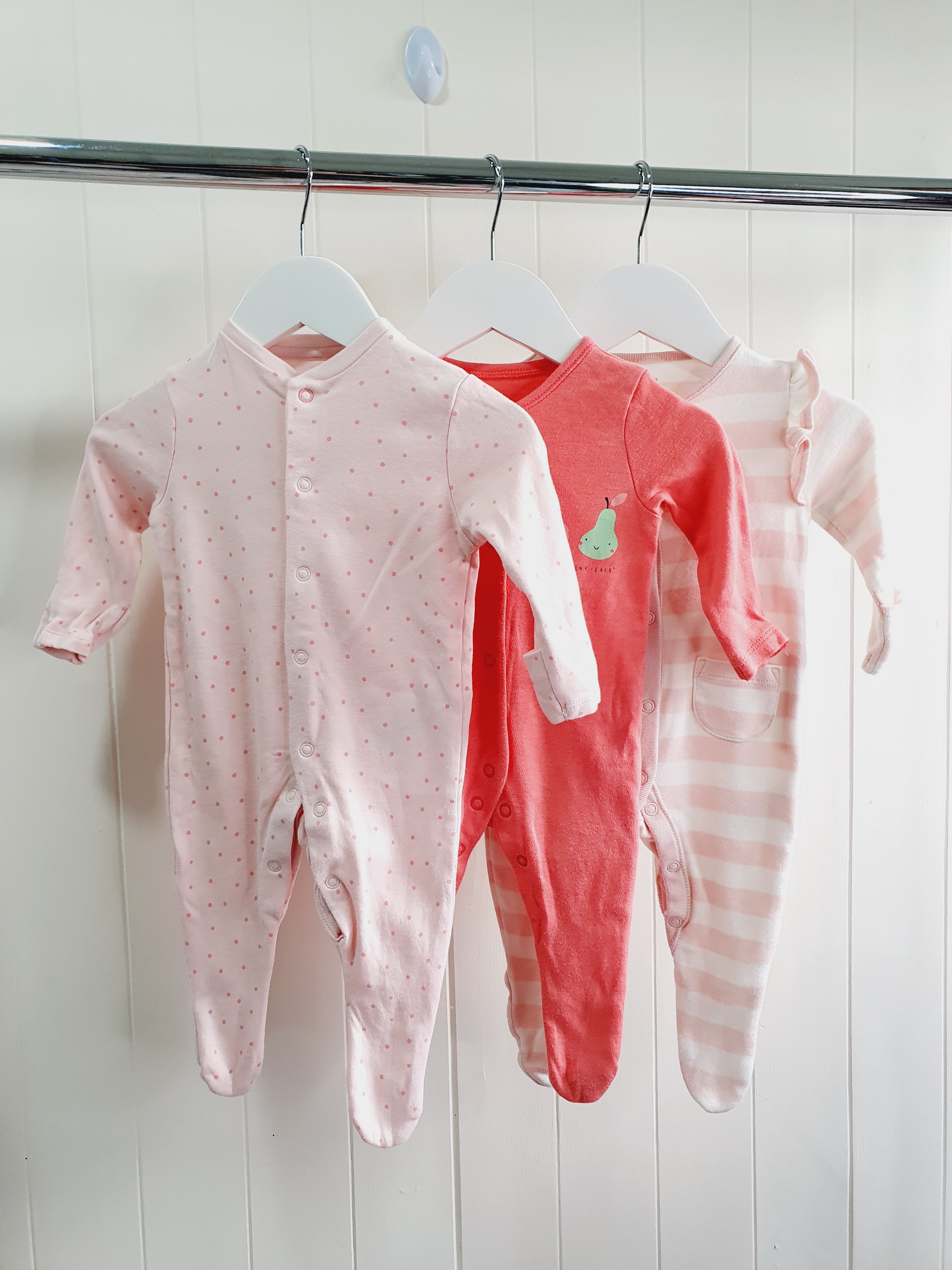 Mixed brands baby girl sleepsuits bundle 0-3 months