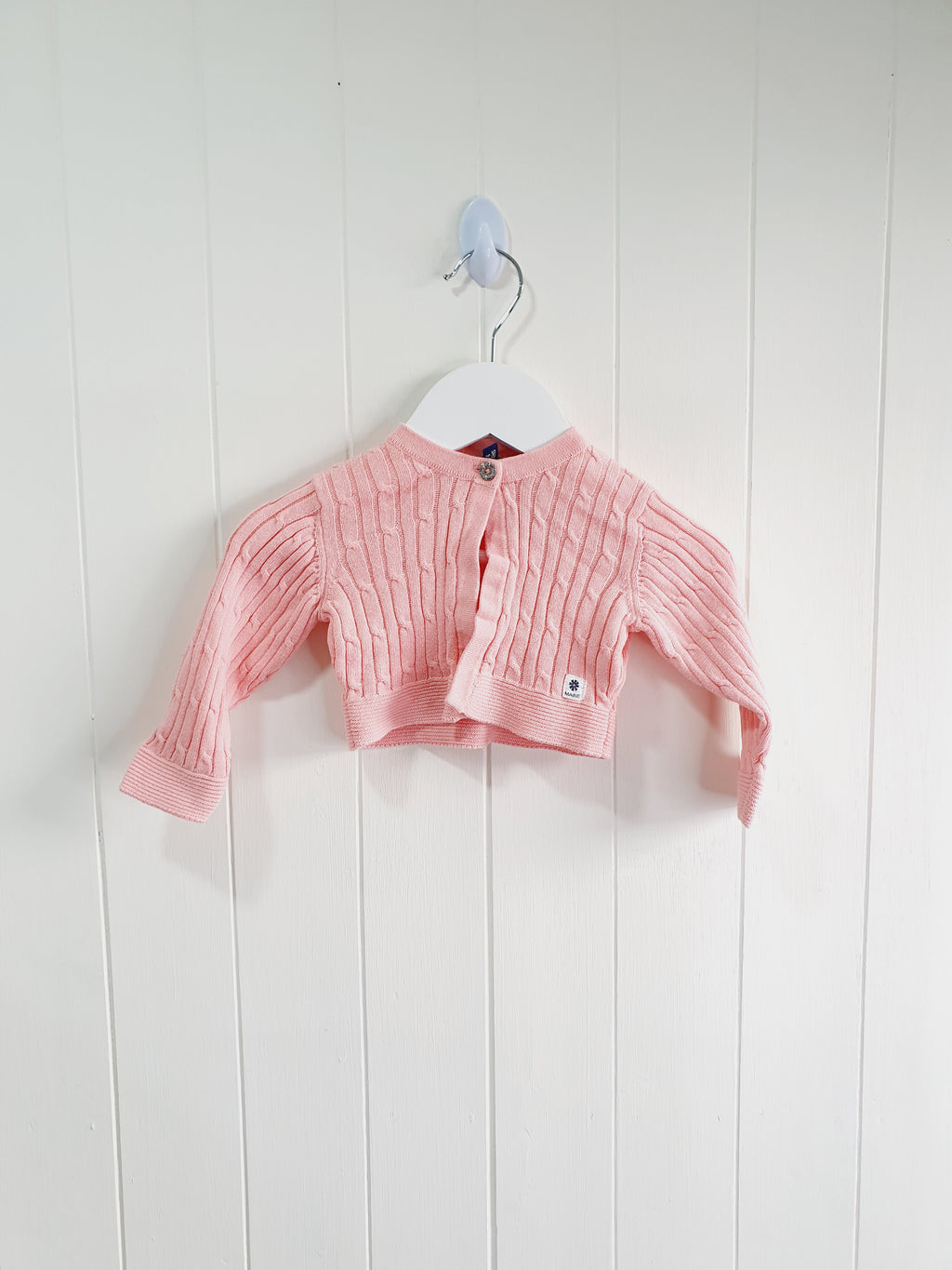 MAINE NEW ENGLAND cable knit one button cardigan-bolero 3-6 months