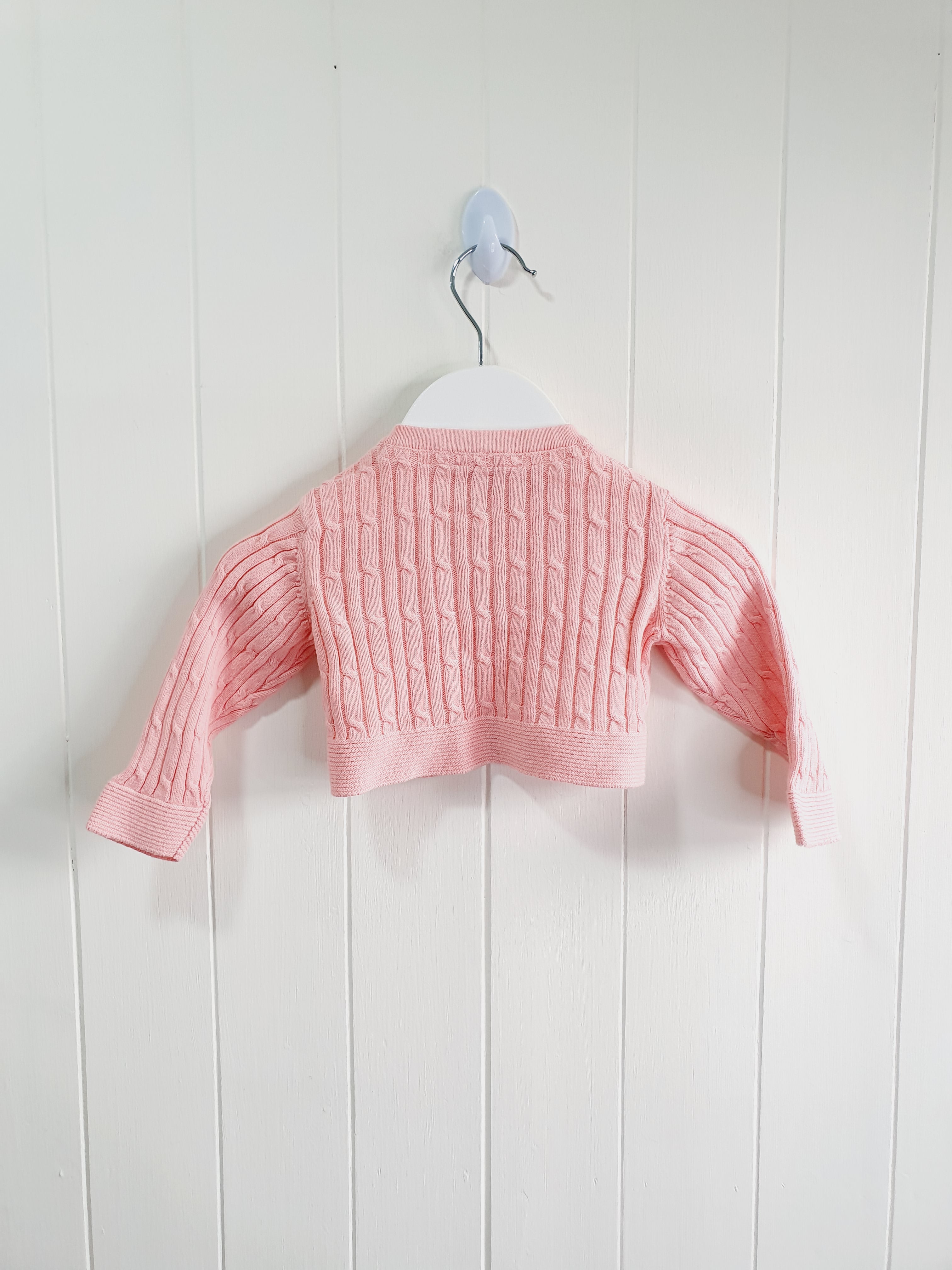 MAINE NEW ENGLAND cable knit one button cardigan-bolero 3-6 months