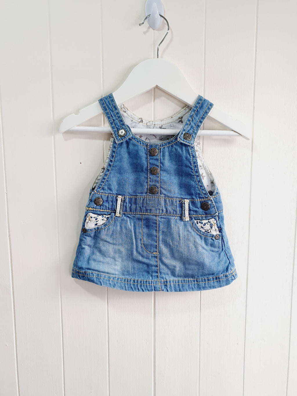 F&F denim pinafore dress Up to 3 months