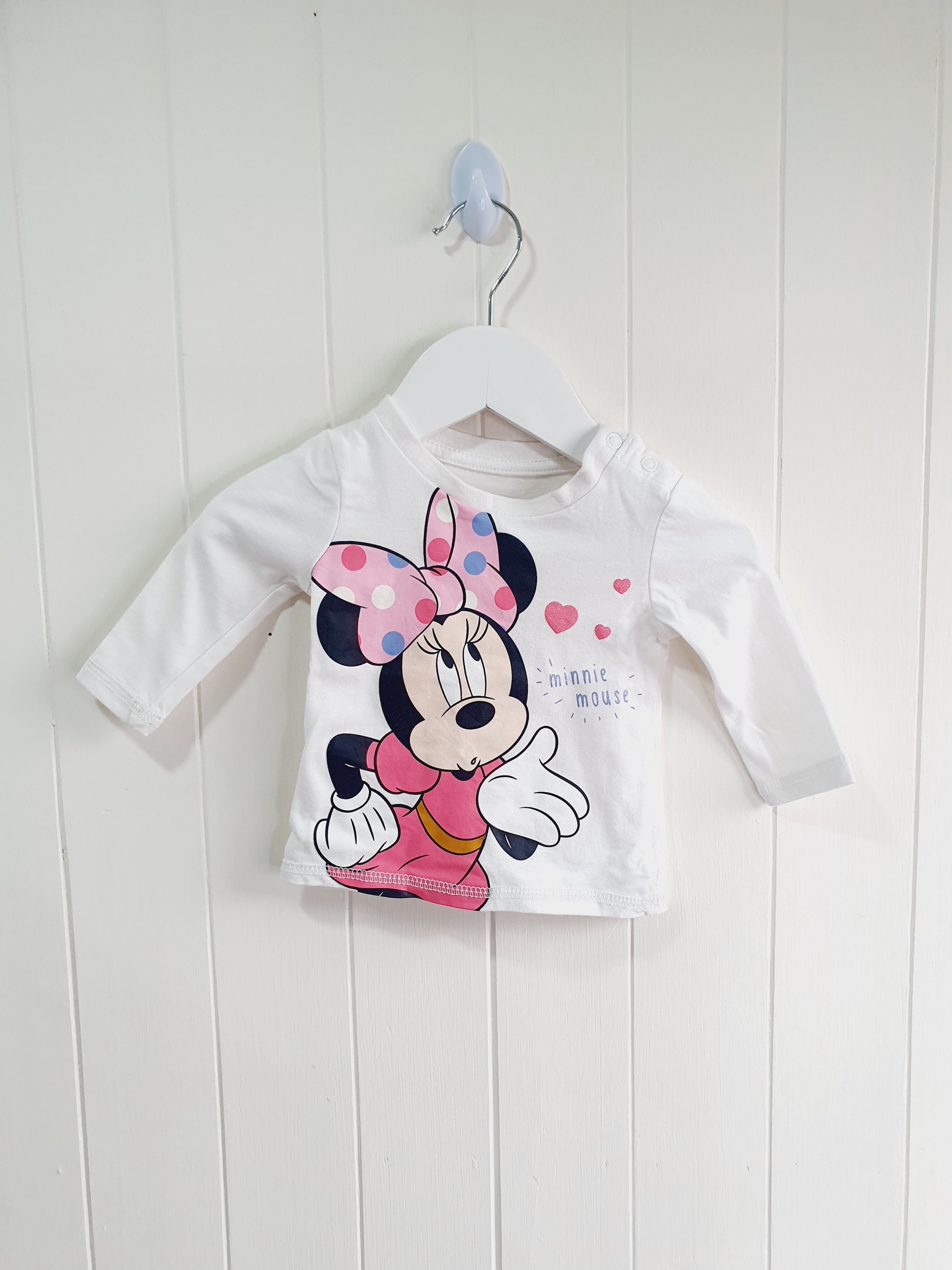 Minnie Mouse white long sleeve top 3-6 months