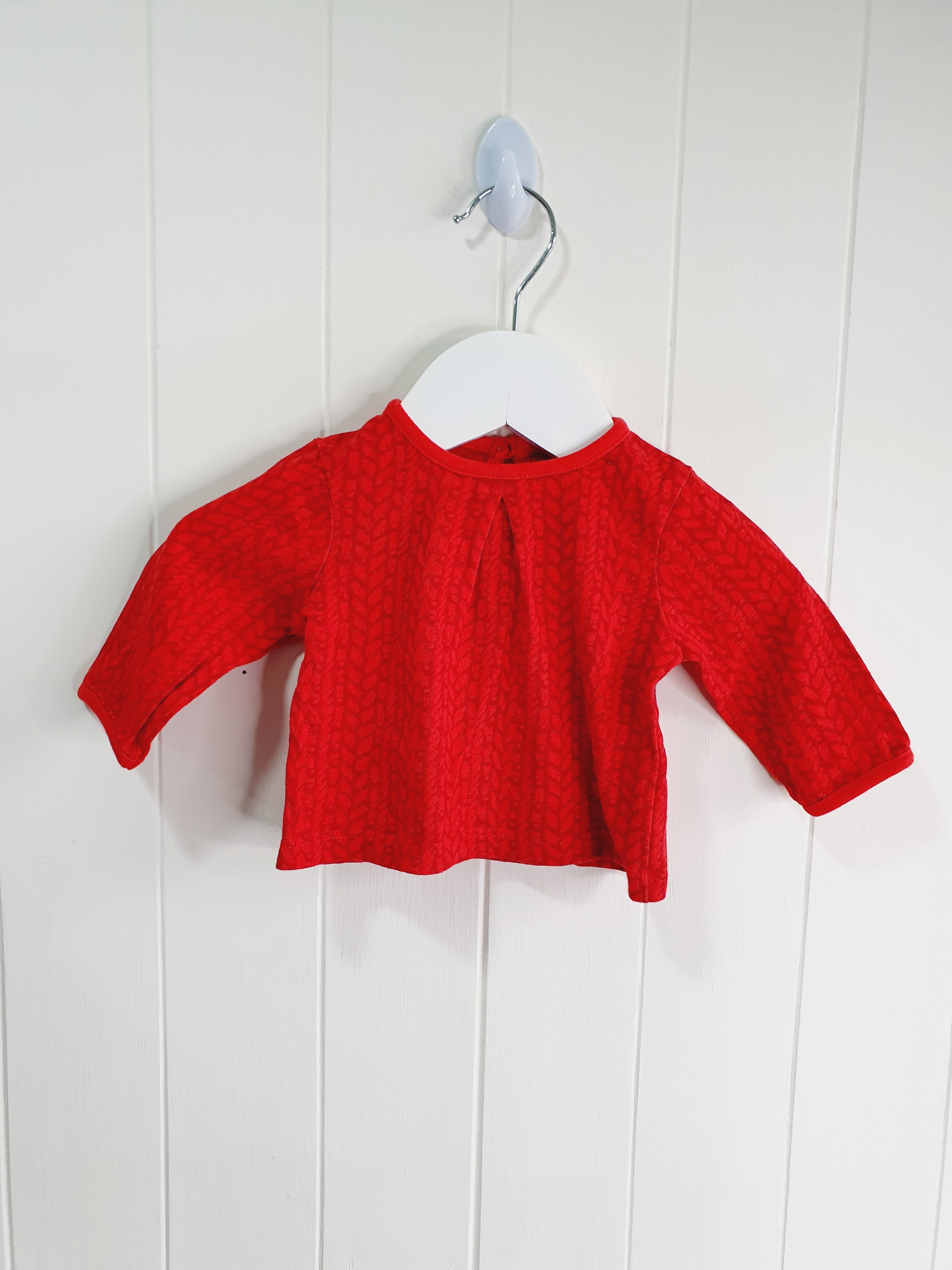 George red cable knit print long sleeve top First size