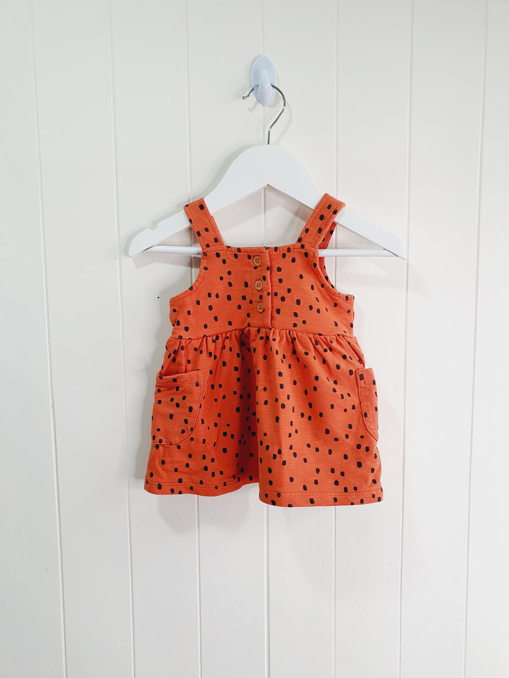 Nutmeg dotty pinafore dress 3-6 months