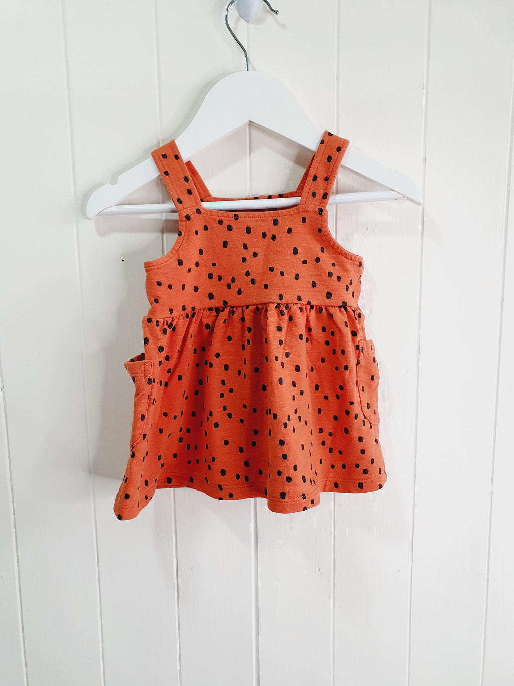 Nutmeg dotty pinafore dress 3-6 months