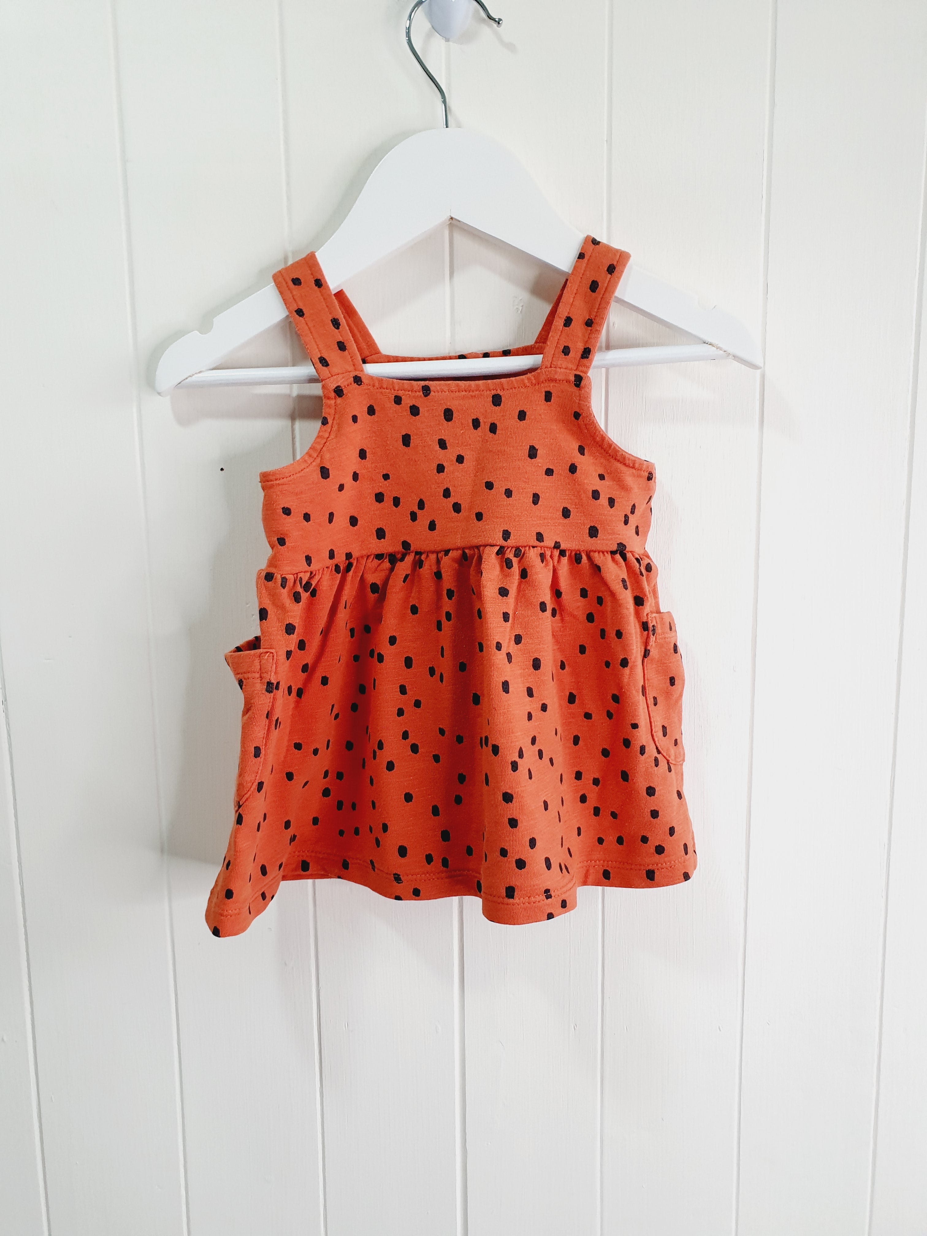 Nutmeg dotty pinafore dress 3-6 months