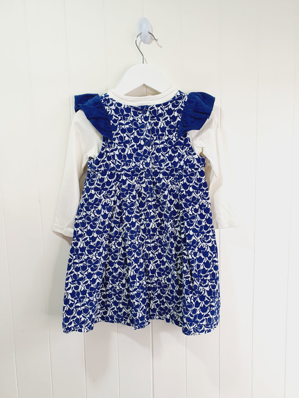 Mini Club blue corduroy pinafore dress and bodysuit set 1.1/2-2 years