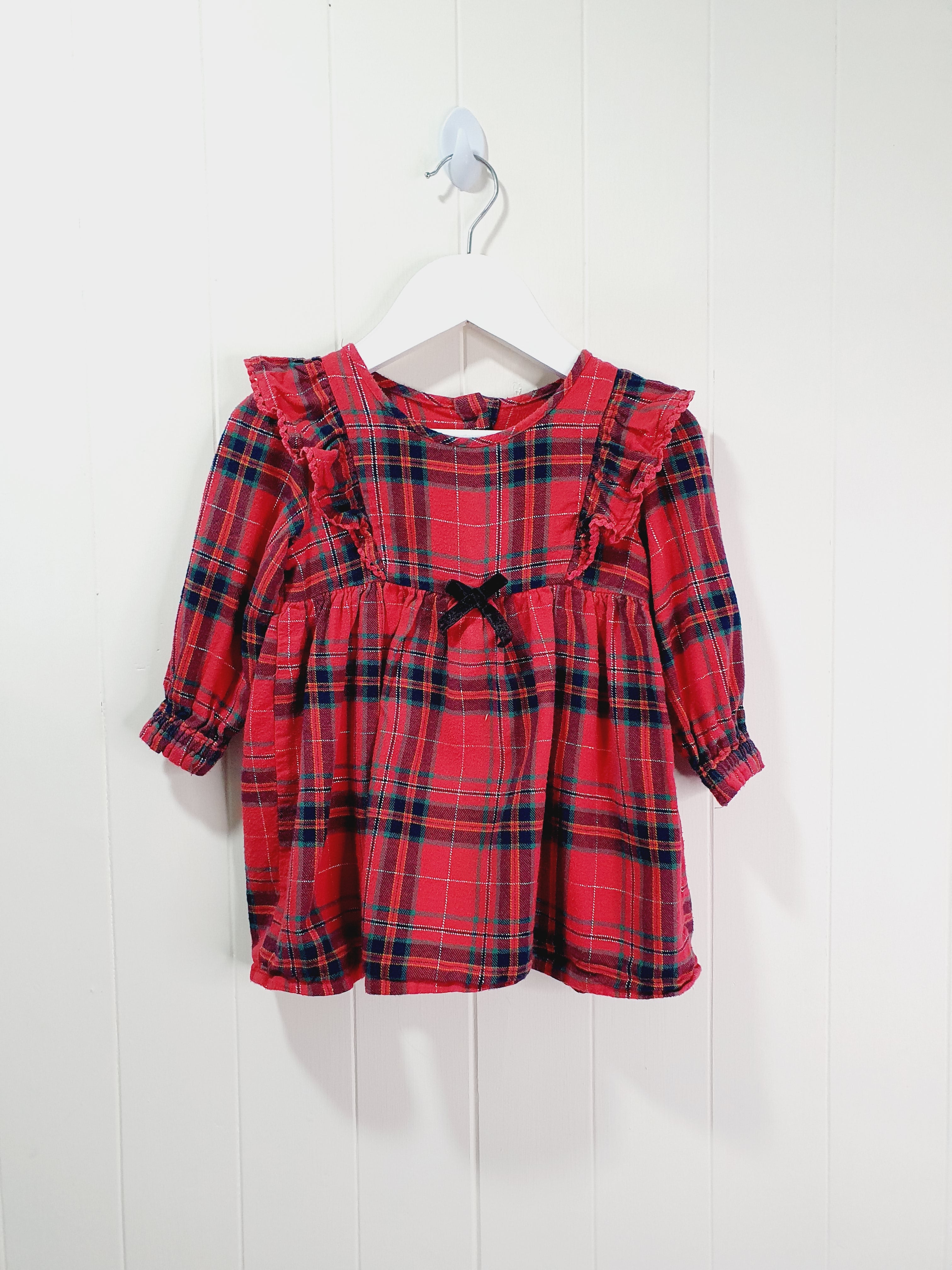 Matalan red checkered dress 12-18 months