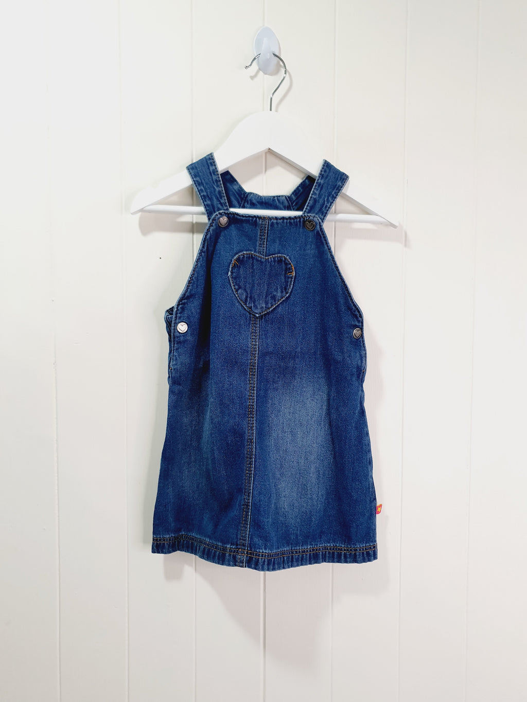 M&S blue denim pinafore dress 12-18 months.