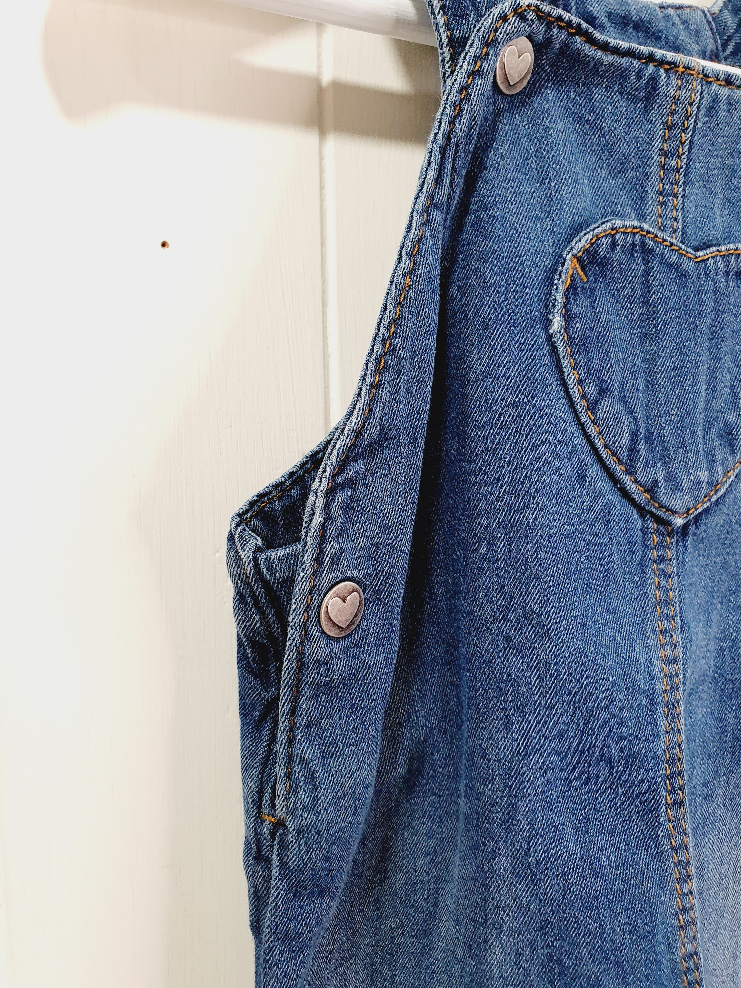 M&S blue denim pinafore dress 12-18 months.