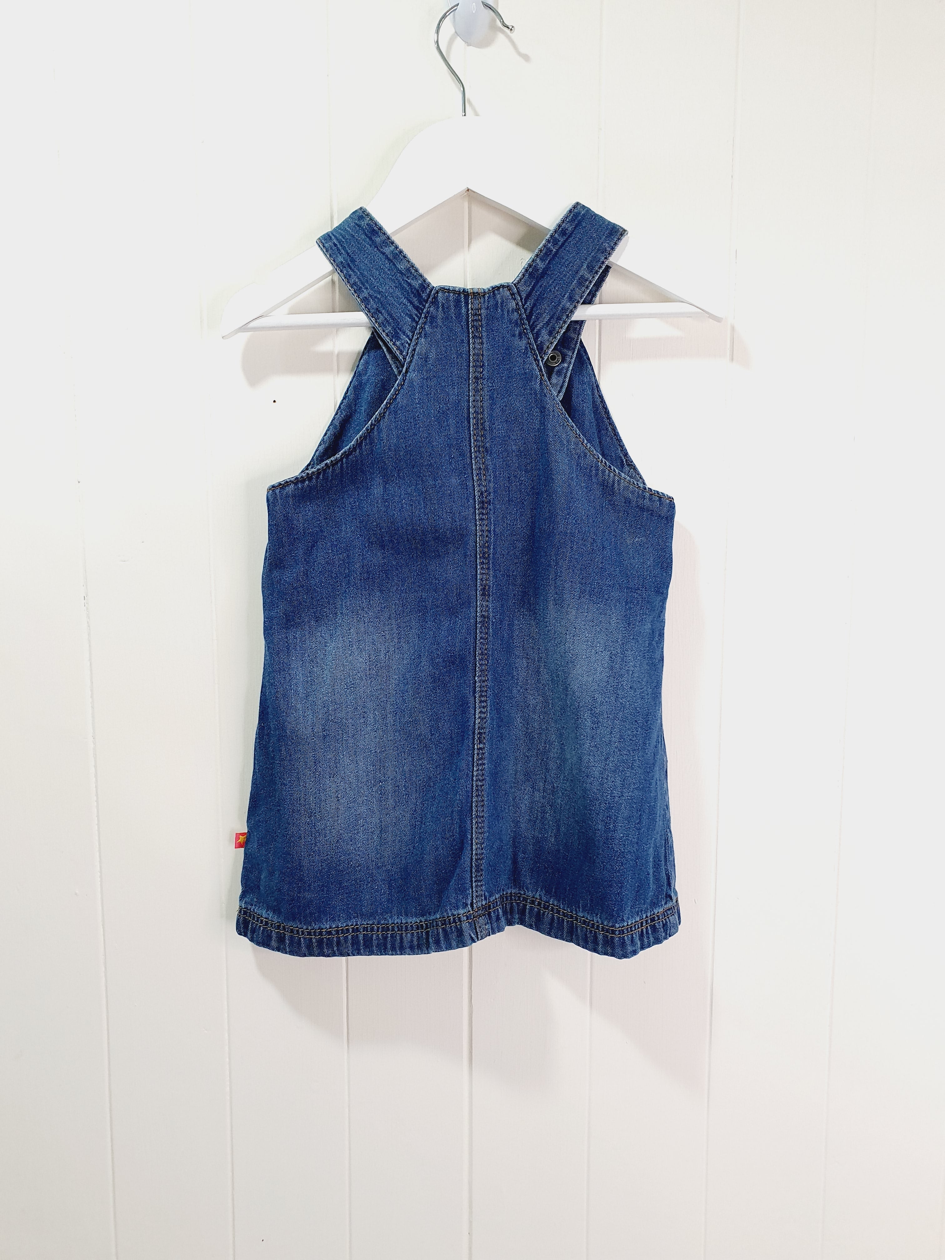 M&S blue denim pinafore dress 12-18 months.