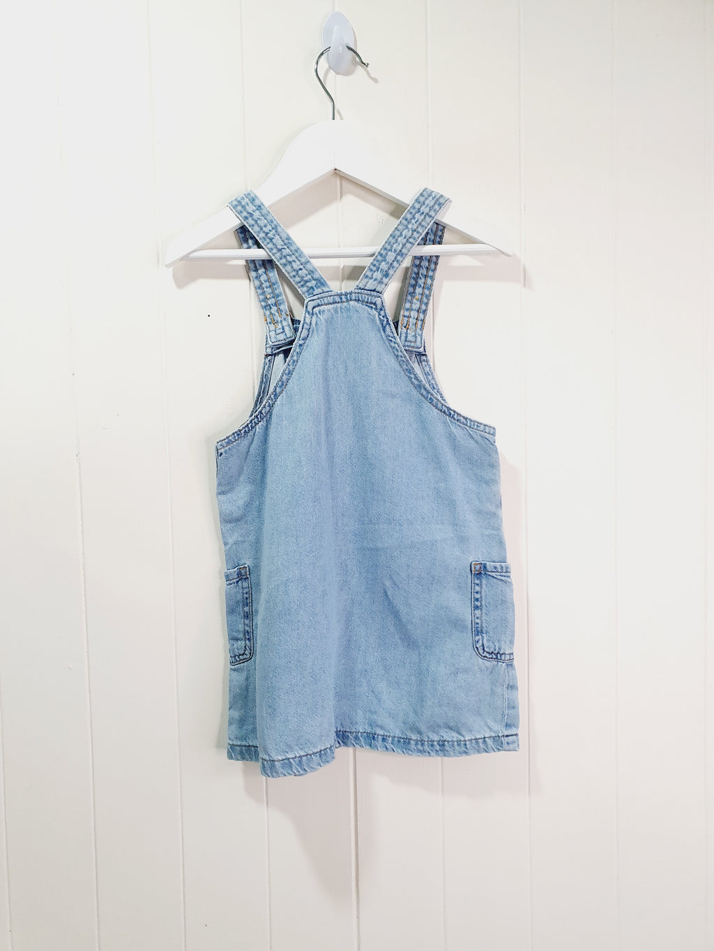 H&M light blue denim  pinafore dress 12-18 months