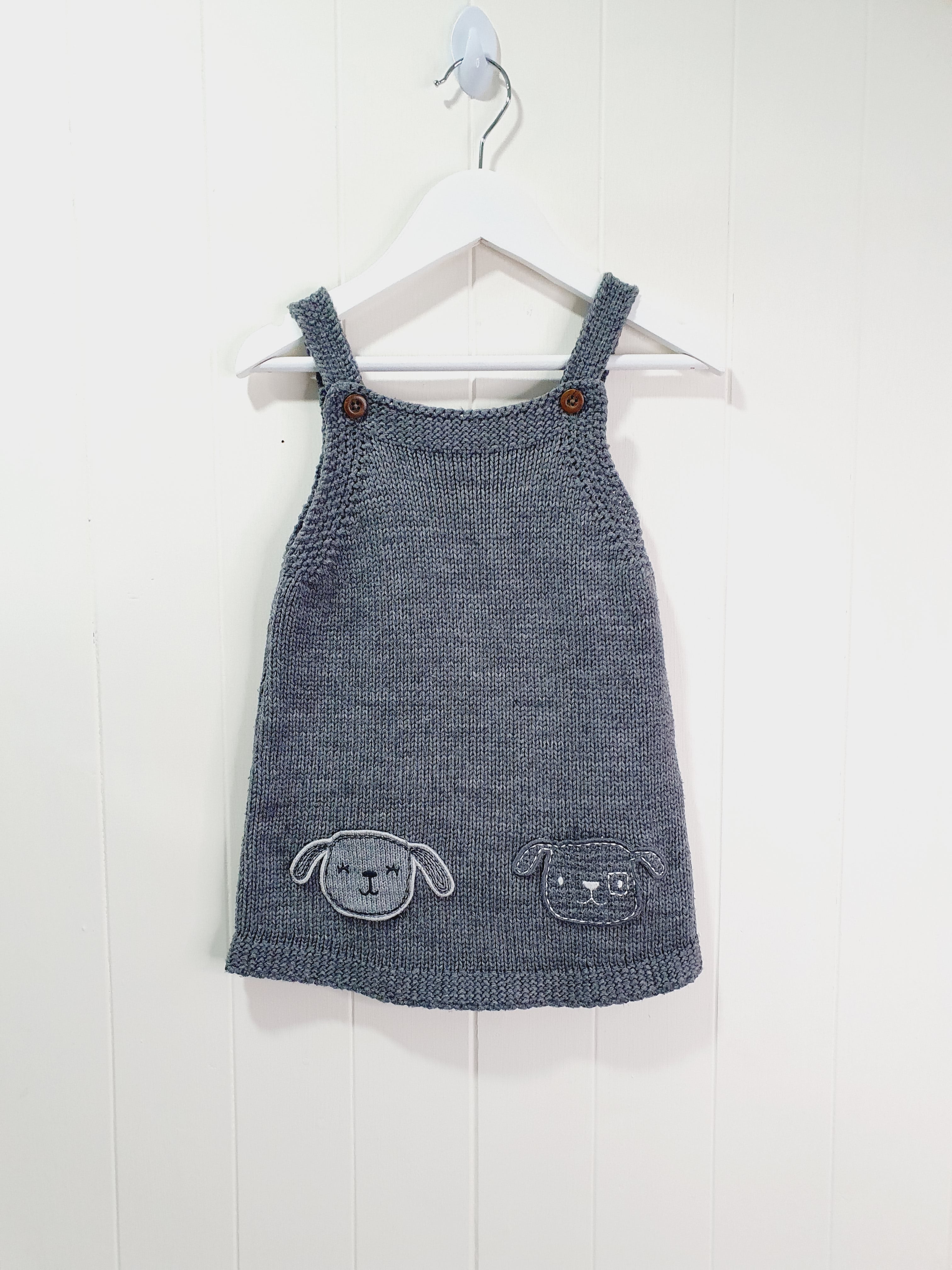 F&F knit sleeveless dress dog applique 18-24 months